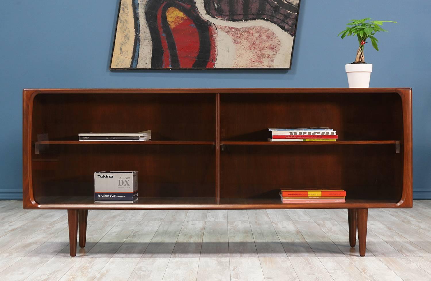 Danish Modern Low Profile Walnut Bookcase In Excellent Condition In Los Angeles, CA