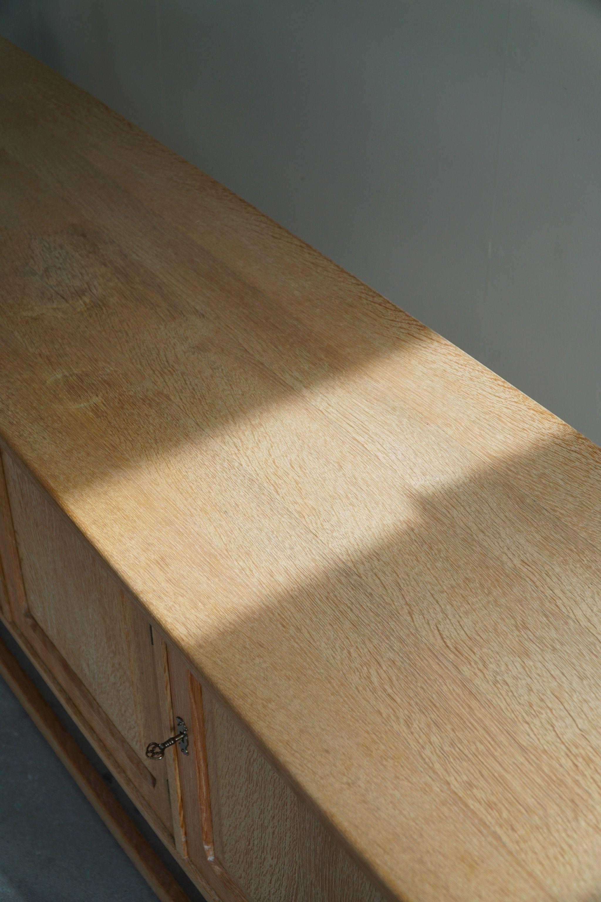 Danish Modern Low Rectangular Brutalist Classic Sideboard in Oak, Made in 1960s 2