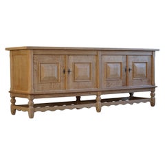 Danish Modern Low Rectangular Brutalist Classic Sideboard in Oak, Made in 1960s
