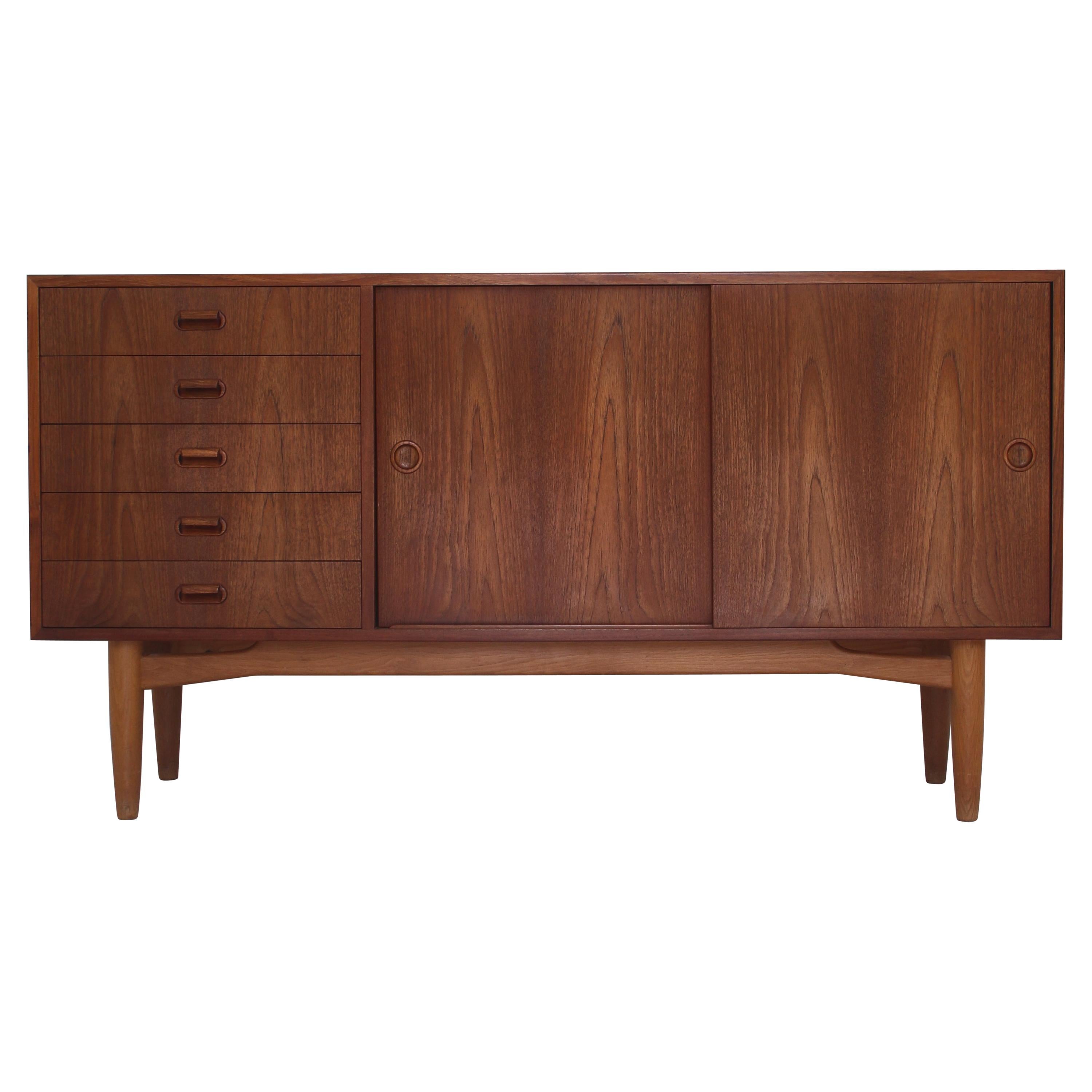 Danish Modern Low Sideboard / Credenza in Teak and Oak by Gunni Omann, 1956