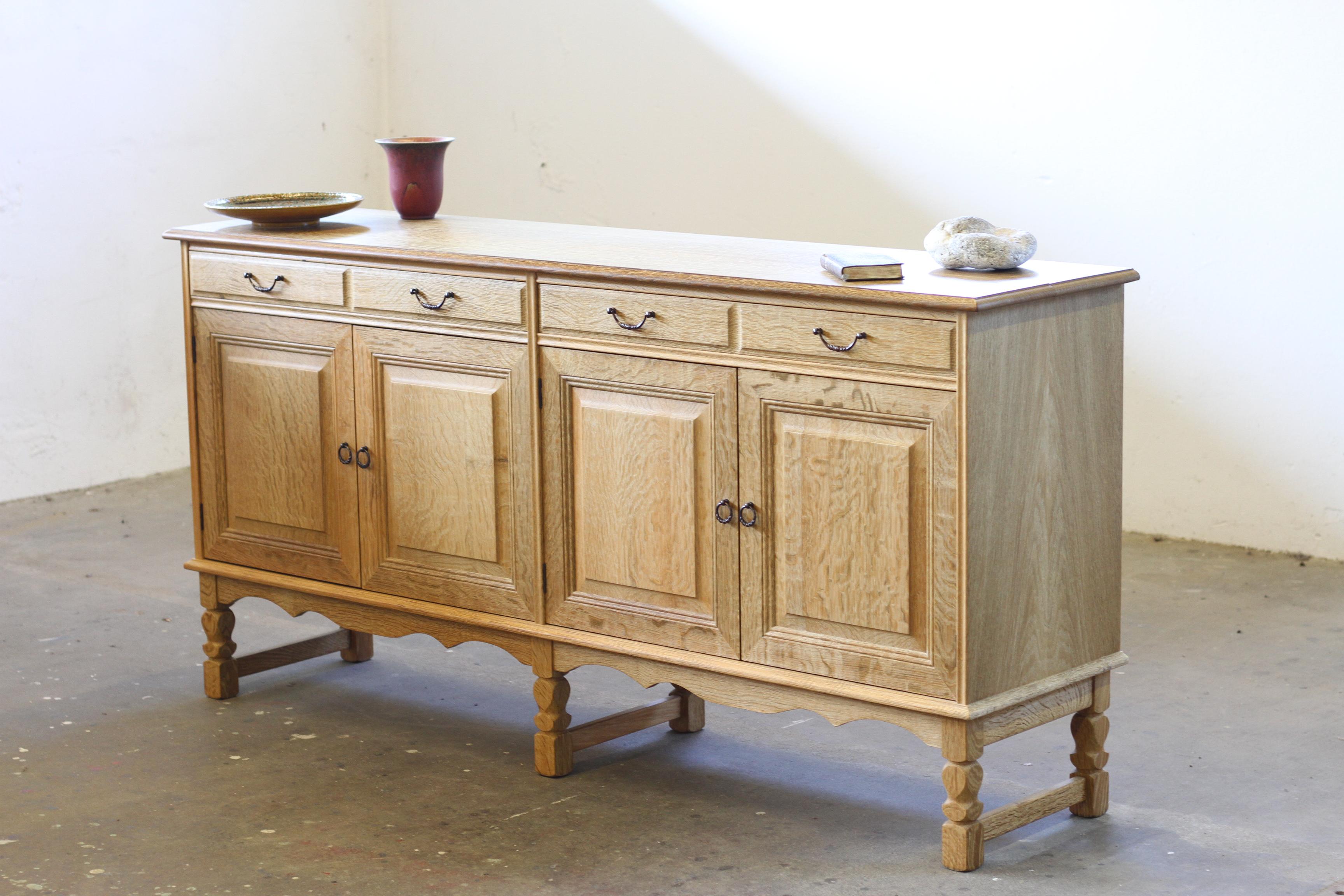 Danish Modern Low sideboard in Light Oak, 1987 Style of Henning Kjærnulf For Sale 2