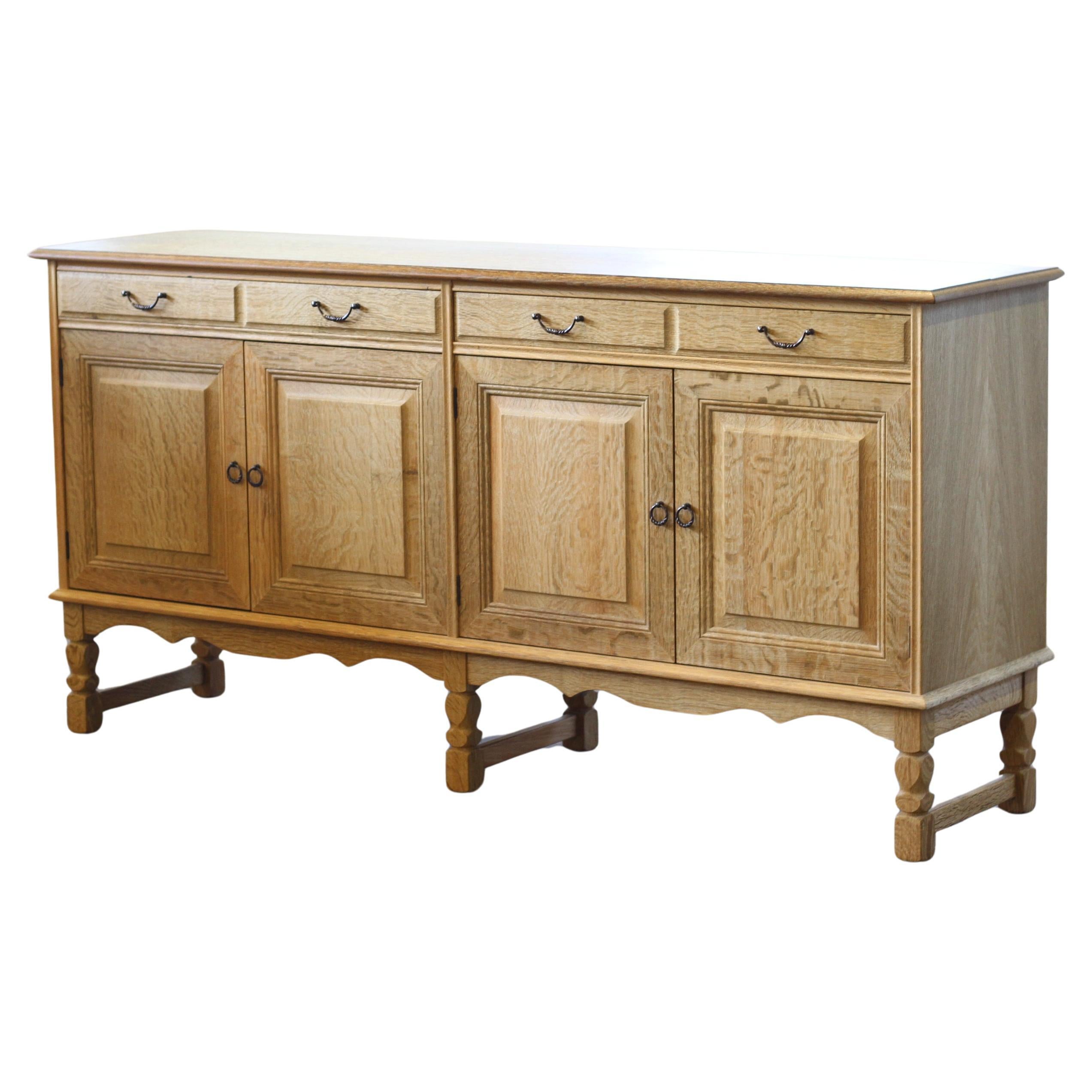 Danish Modern Low sideboard in Light Oak, 1987 Style of Henning Kjærnulf