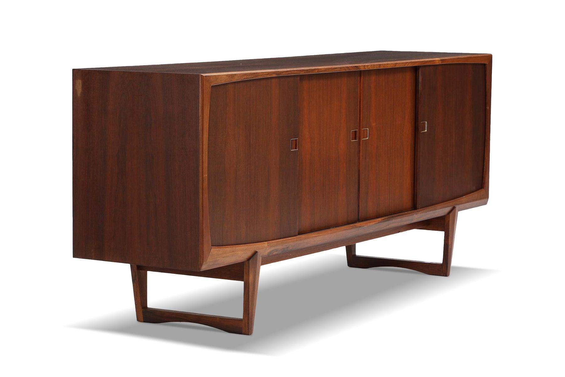 20th Century Danish Modern Low Sideboard in Rosewood + Aluminum