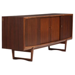 Danish Modern Low Sideboard in Rosewood + Aluminum