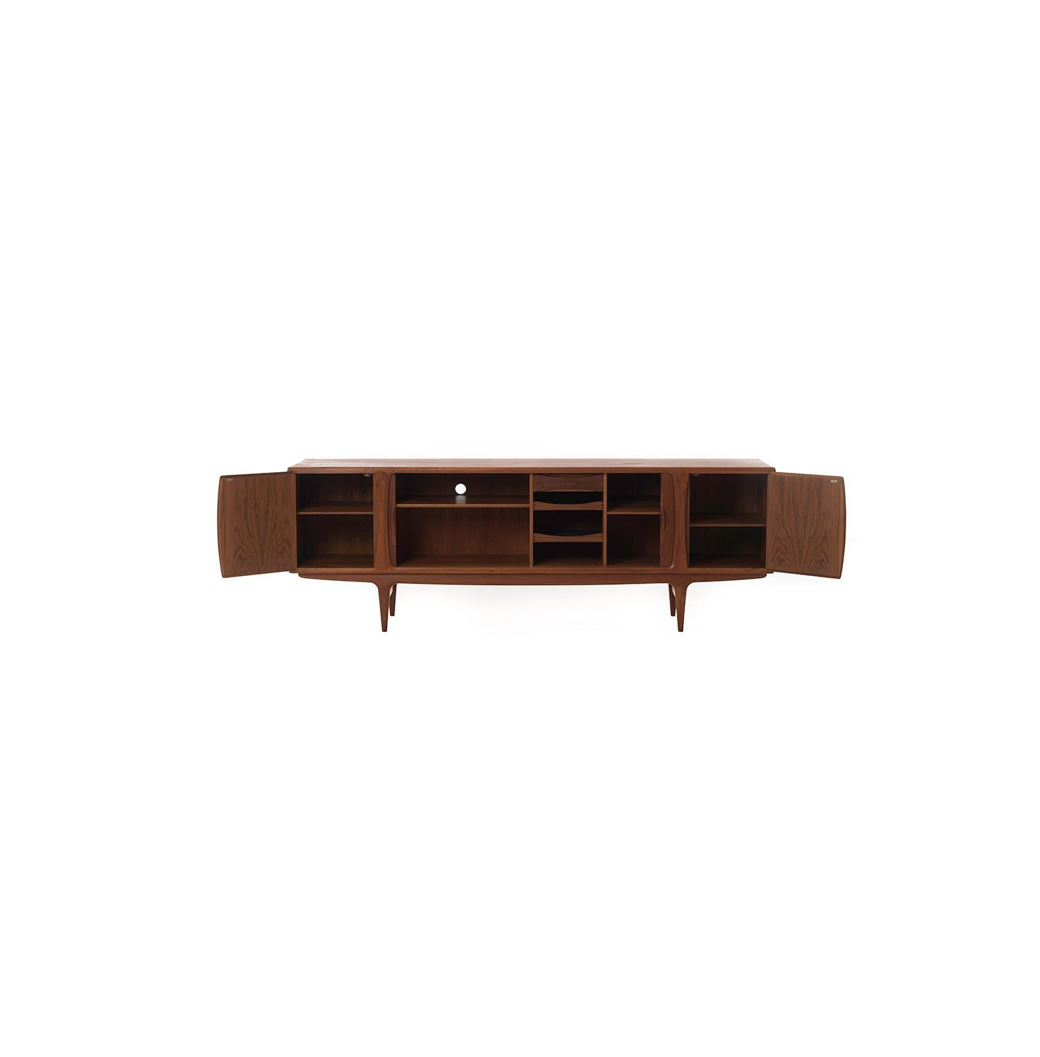 Teak Danish Modern Low Sideboard with Tambour Doors