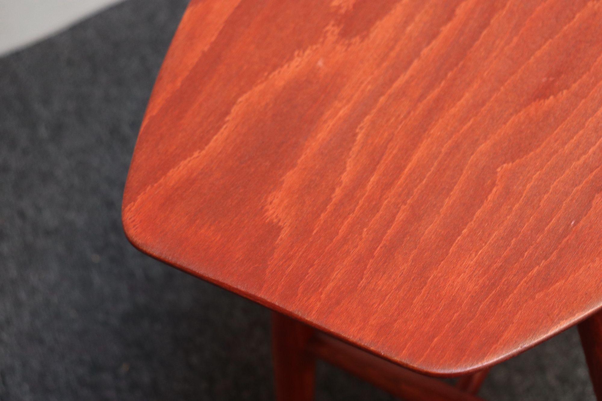 Danish Modern Low Stool in Red Stained Oak by Ejvind Johansson for FDB Mobler For Sale 5