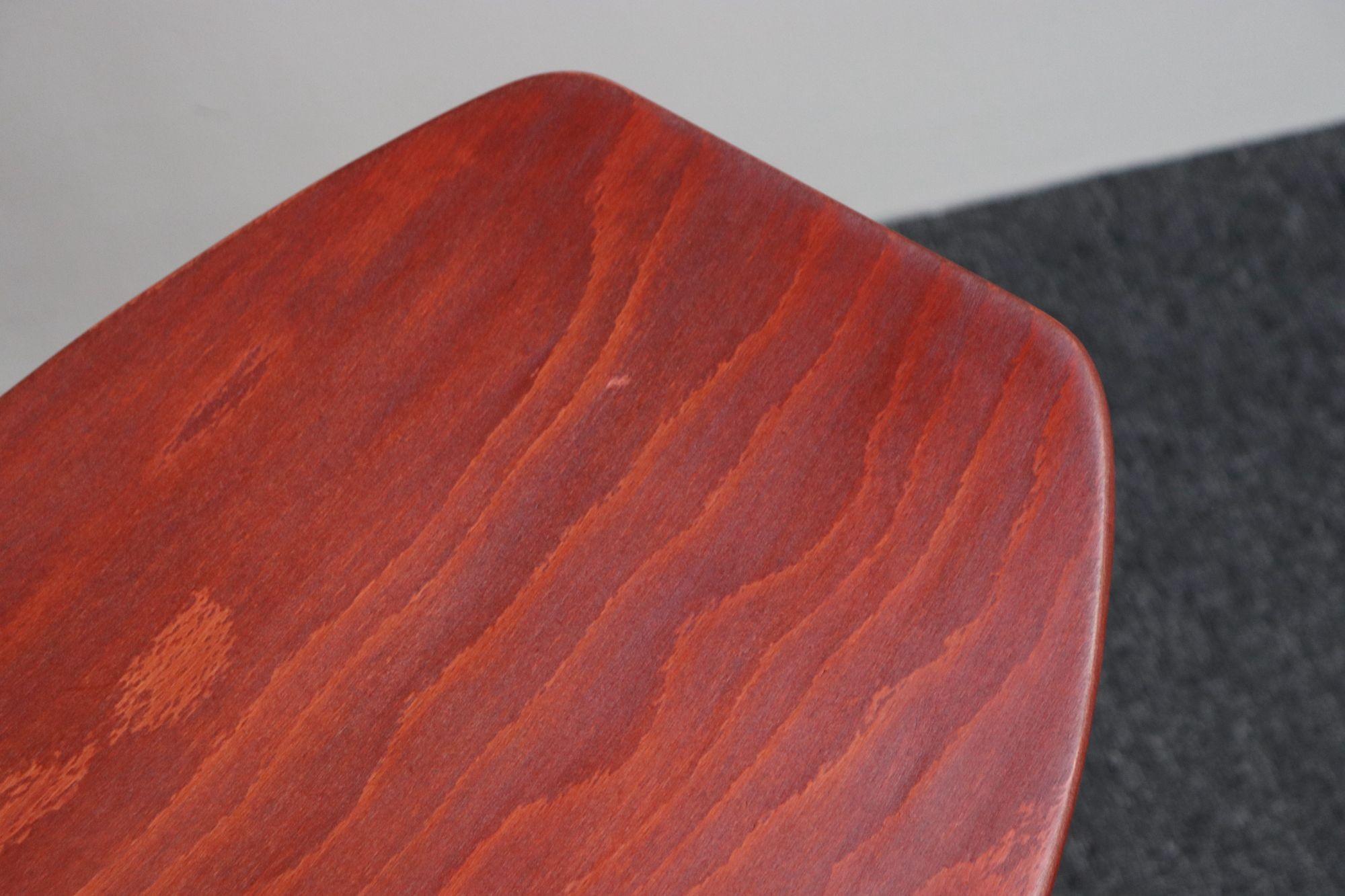 Danish Modern Low Stool in Red Stained Oak by Ejvind Johansson for FDB Mobler For Sale 6