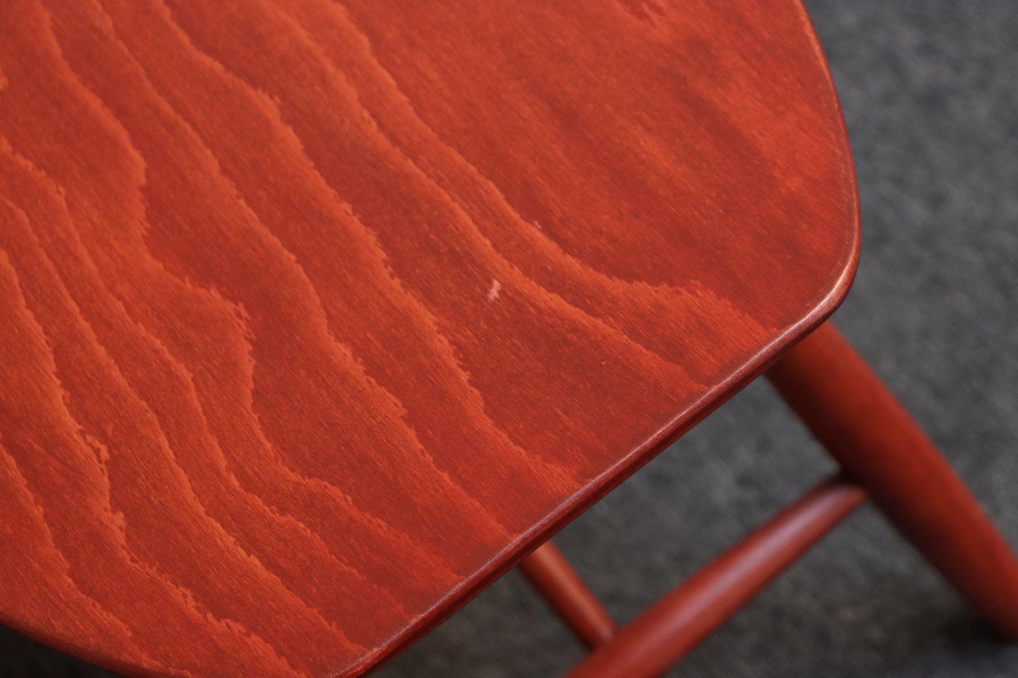 Danish Modern Low Stool in Red Stained Oak by Ejvind Johansson for FDB Mobler For Sale 8