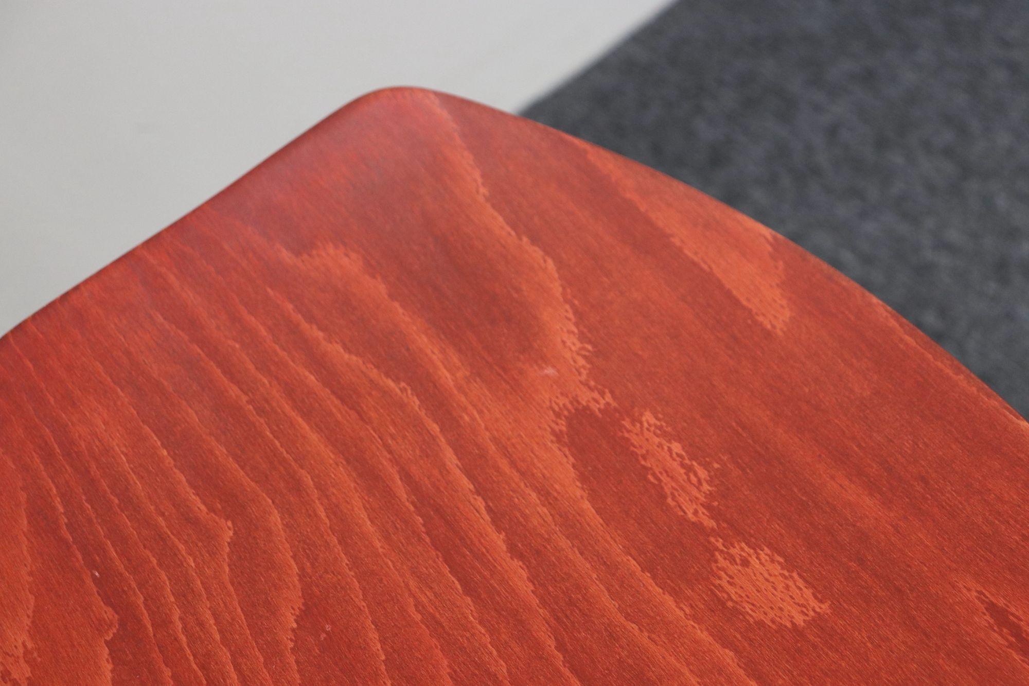 Danish Modern Low Stool in Red Stained Oak by Ejvind Johansson for FDB Mobler For Sale 9