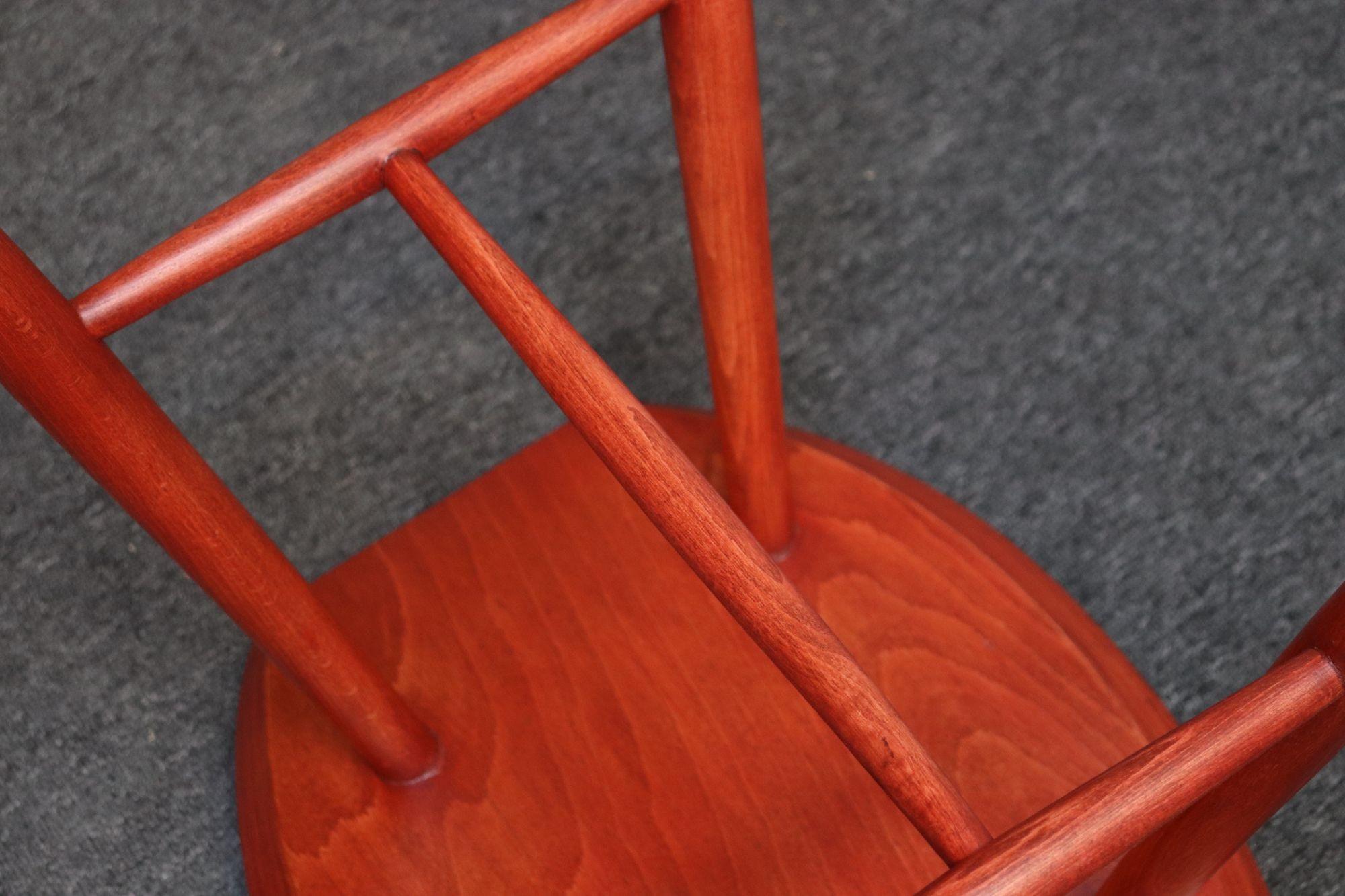Danish Modern Low Stool in Red Stained Oak by Ejvind Johansson for FDB Mobler For Sale 10