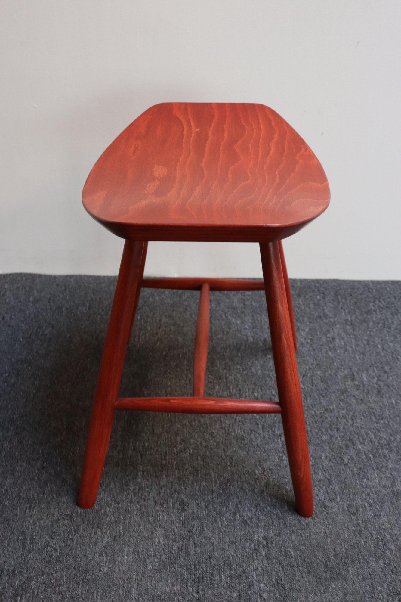 Scandinavian Modern Danish Modern Low Stool in Red Stained Oak by Ejvind Johansson for FDB Mobler For Sale