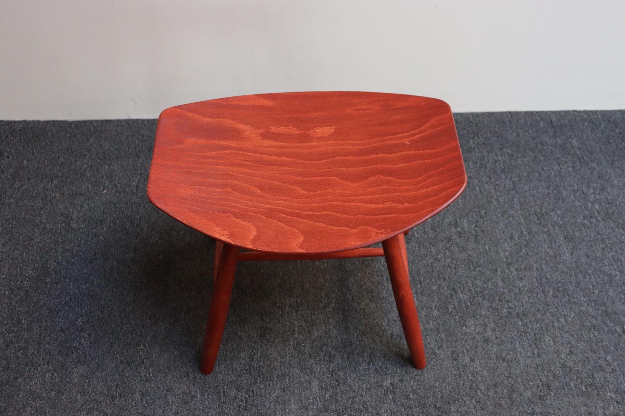 Mid-20th Century Danish Modern Low Stool in Red Stained Oak by Ejvind Johansson for FDB Mobler For Sale