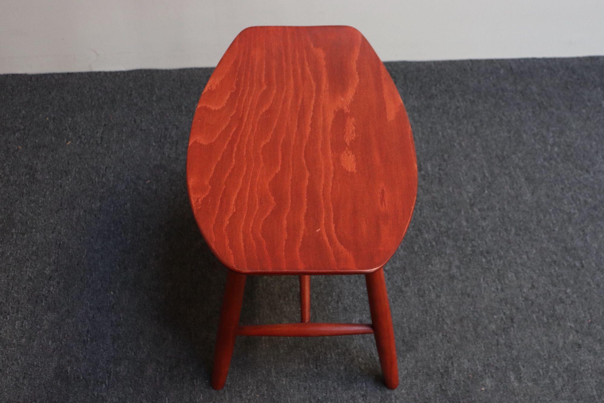 Danish Modern Low Stool in Red Stained Oak by Ejvind Johansson for FDB Mobler For Sale 1
