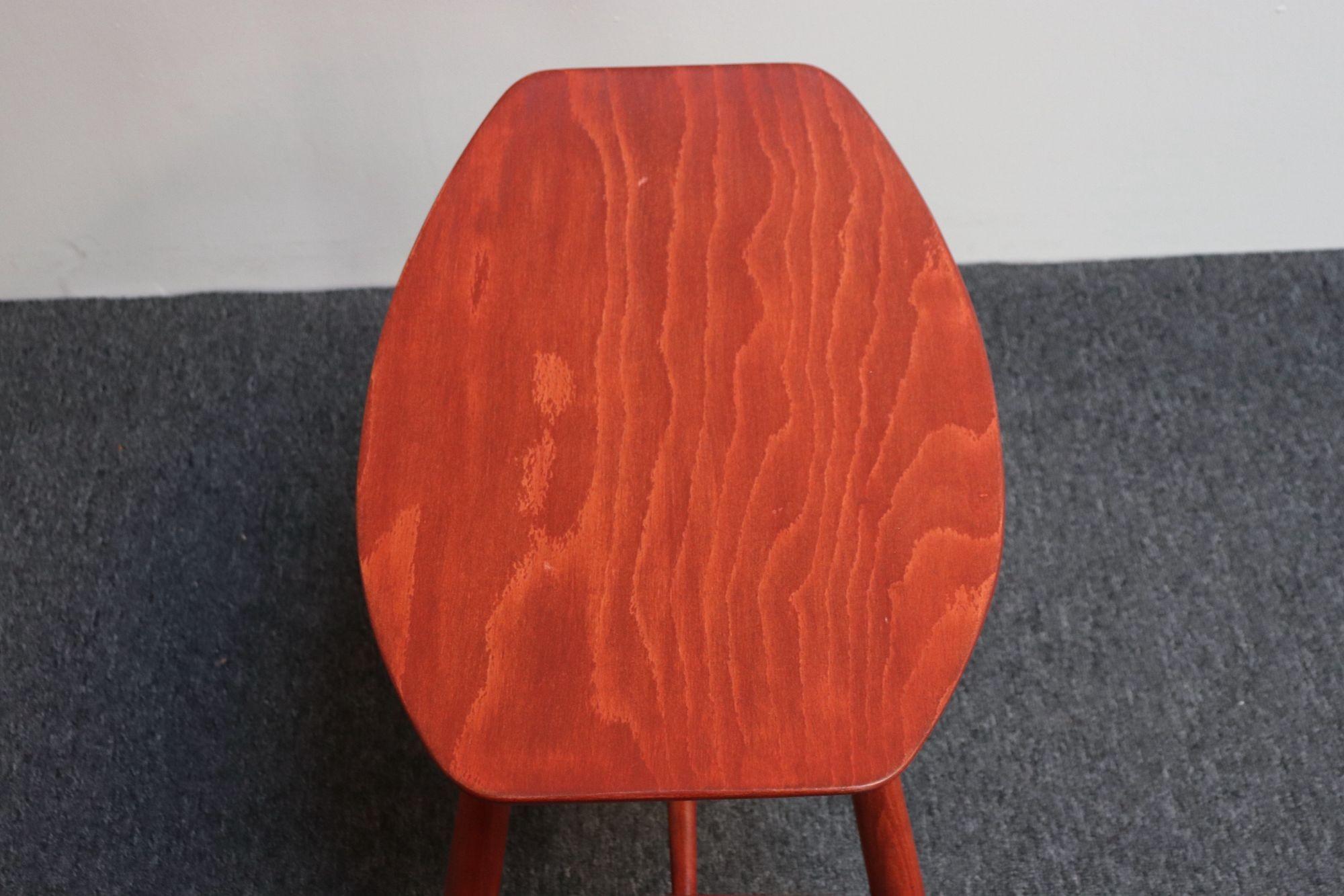 Danish Modern Low Stool in Red Stained Oak by Ejvind Johansson for FDB Mobler For Sale 4
