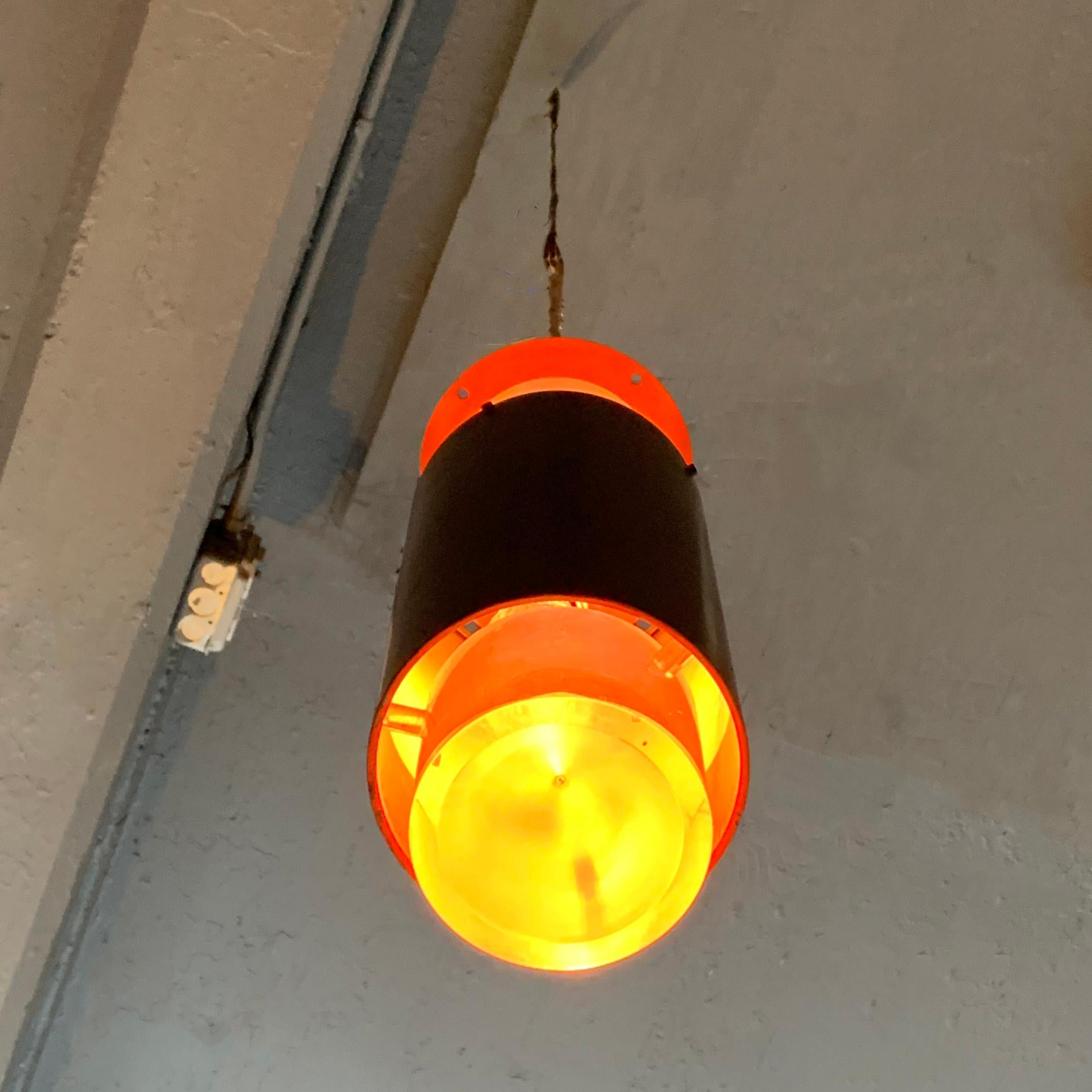 Danish Modern Lucite and Aluminum Cylinder Pendant Light by Simon Henningsen For Sale 1