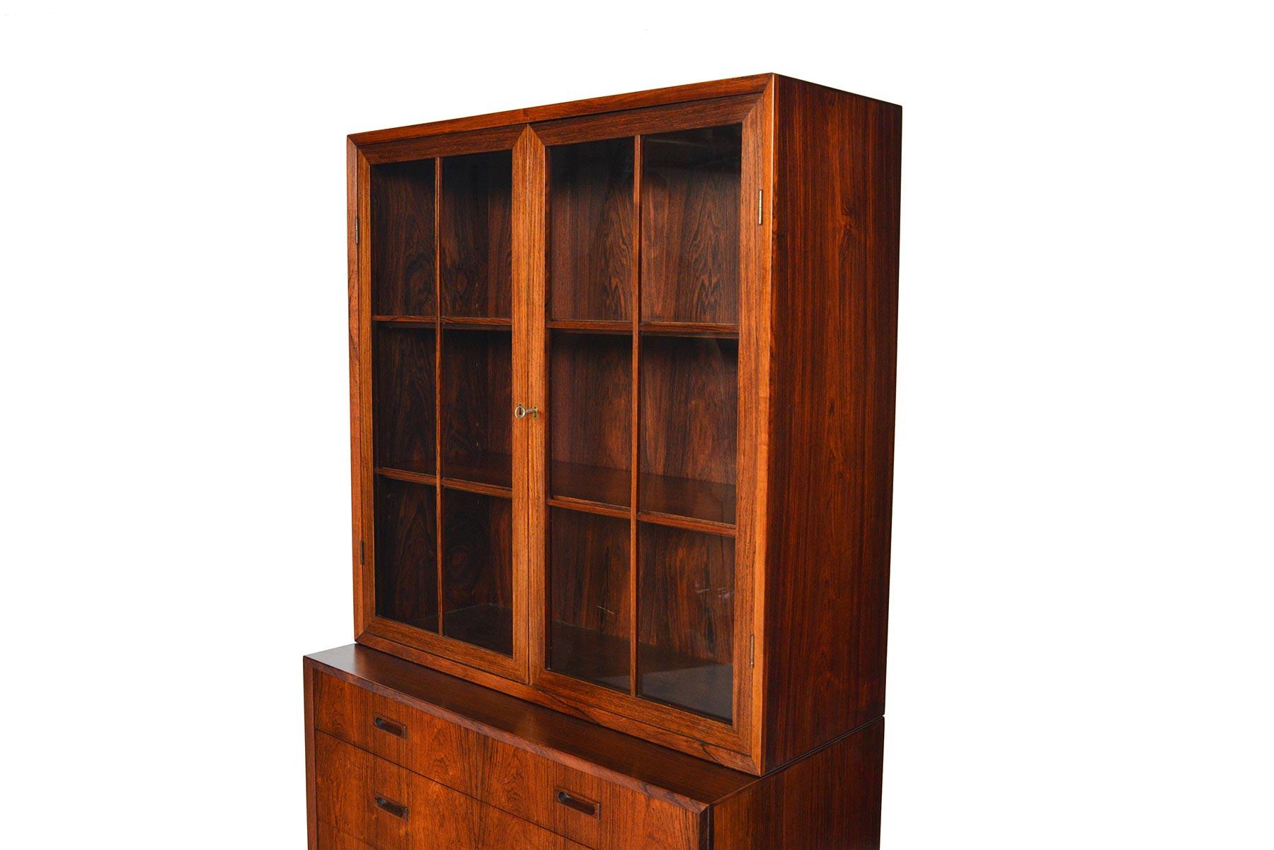 Danish Modern Lyby Rosewood Gentleman's Chest with Hutch #2 3