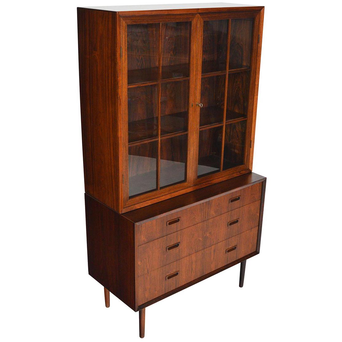 Danish Modern Lyby Rosewood Gentleman's Chest with Hutch #2