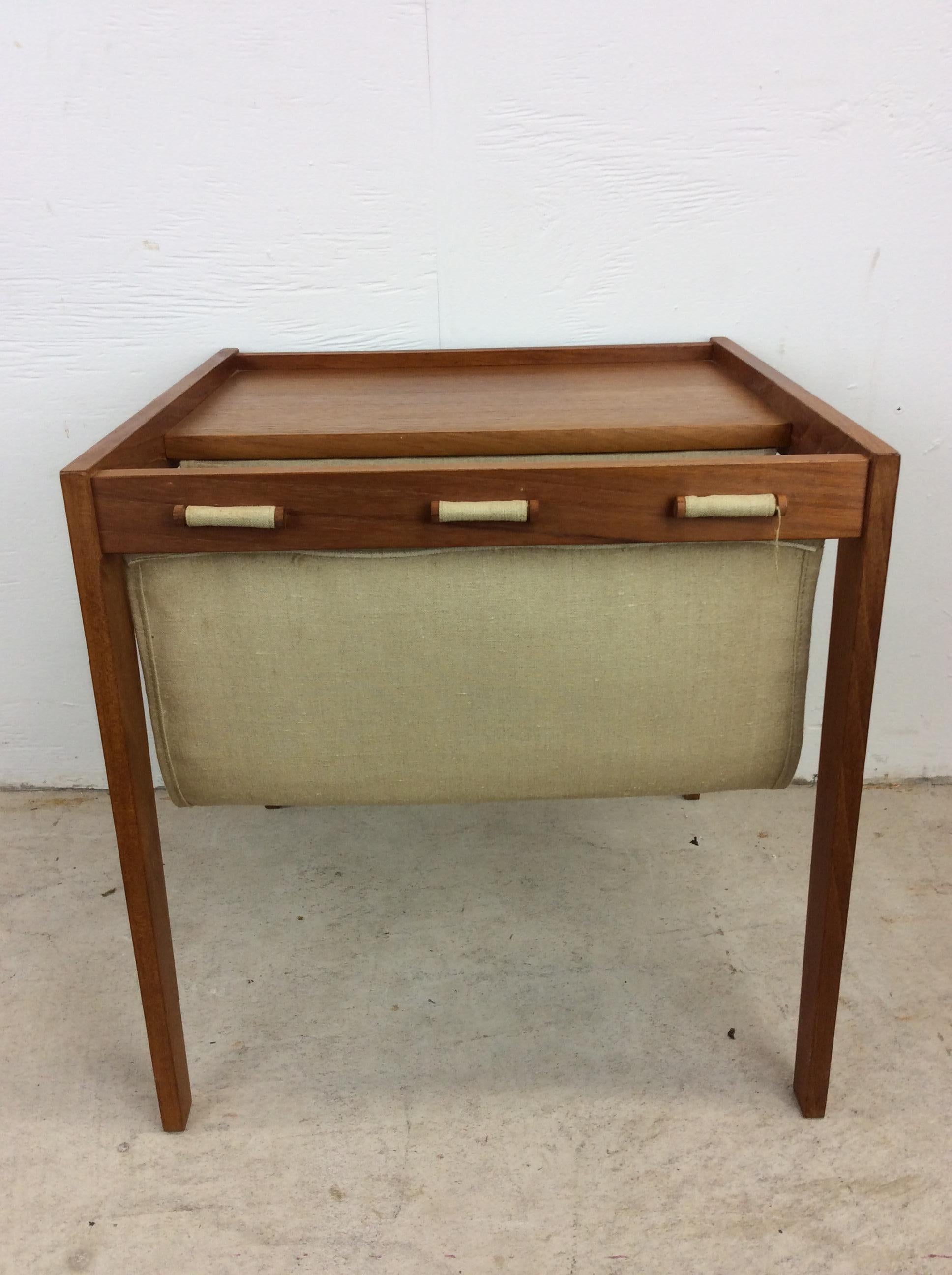 Danish Modern Magazine Table with Canvas Sling 7