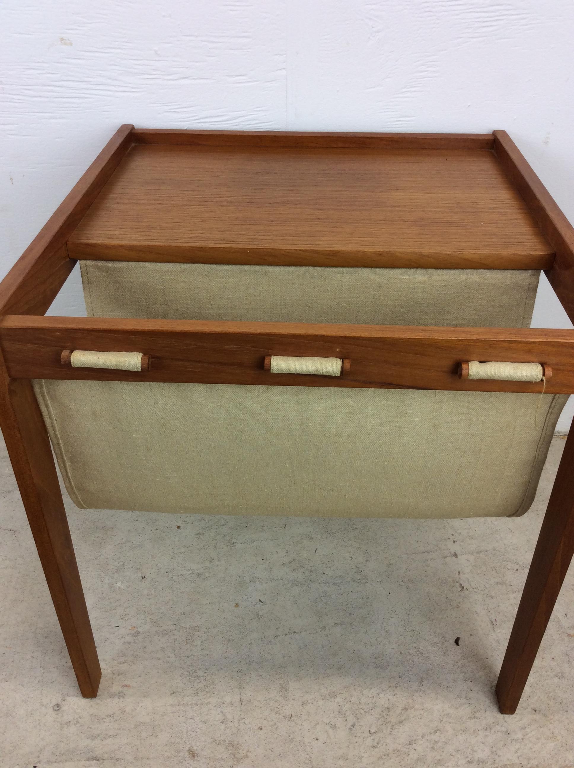 Danish Modern Magazine Table with Canvas Sling For Sale 8