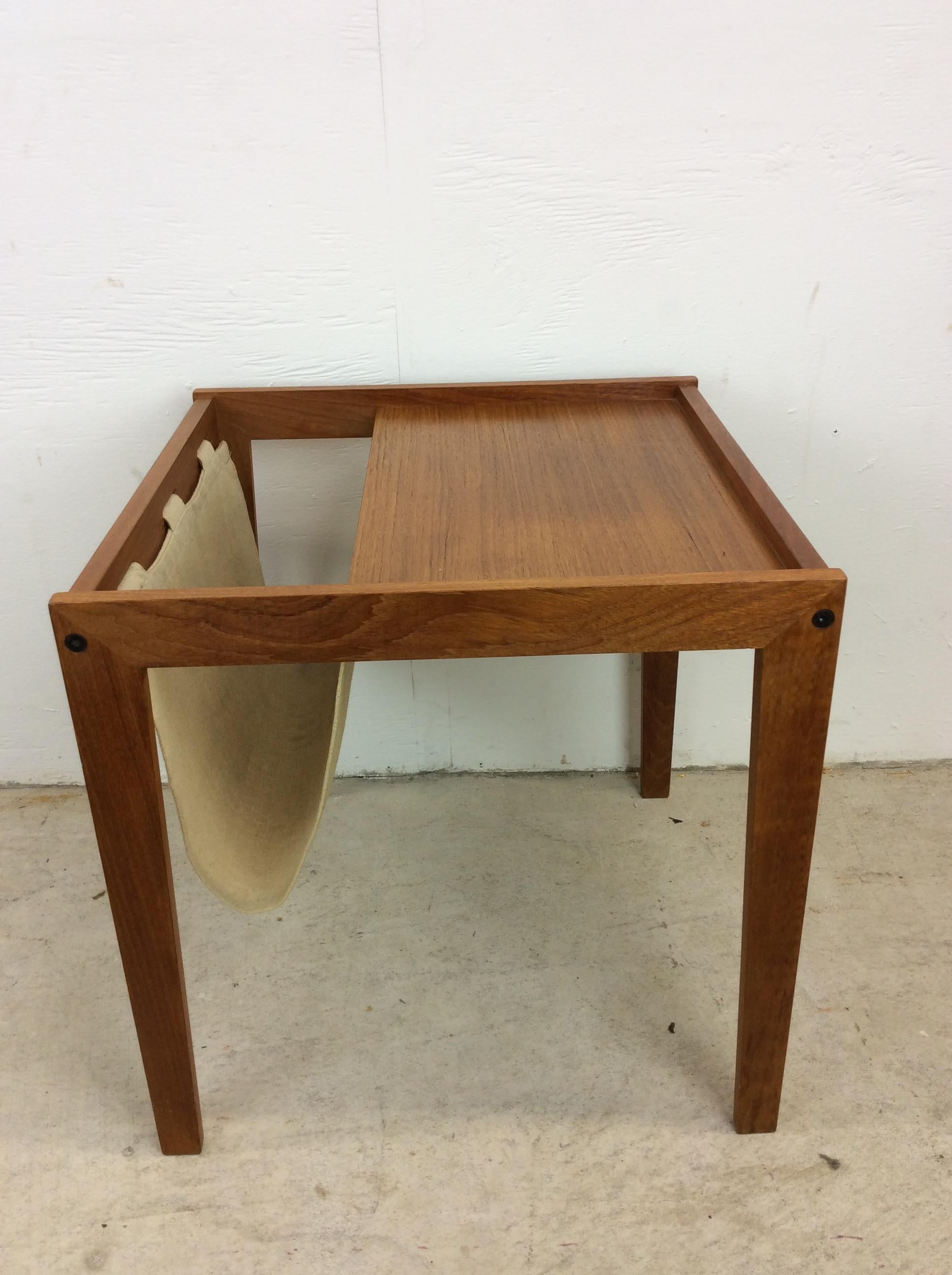 Danish Modern Magazine Table with Canvas Sling For Sale 10