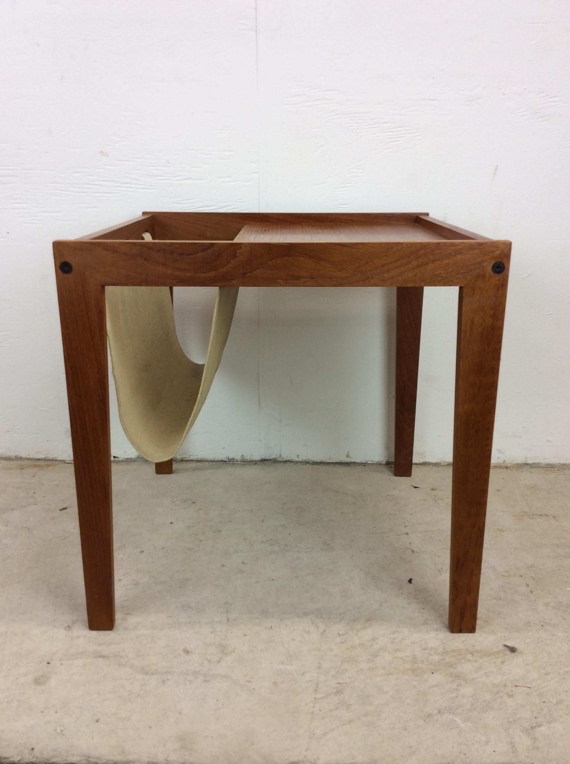 Danish Modern Magazine Table with Canvas Sling For Sale 11