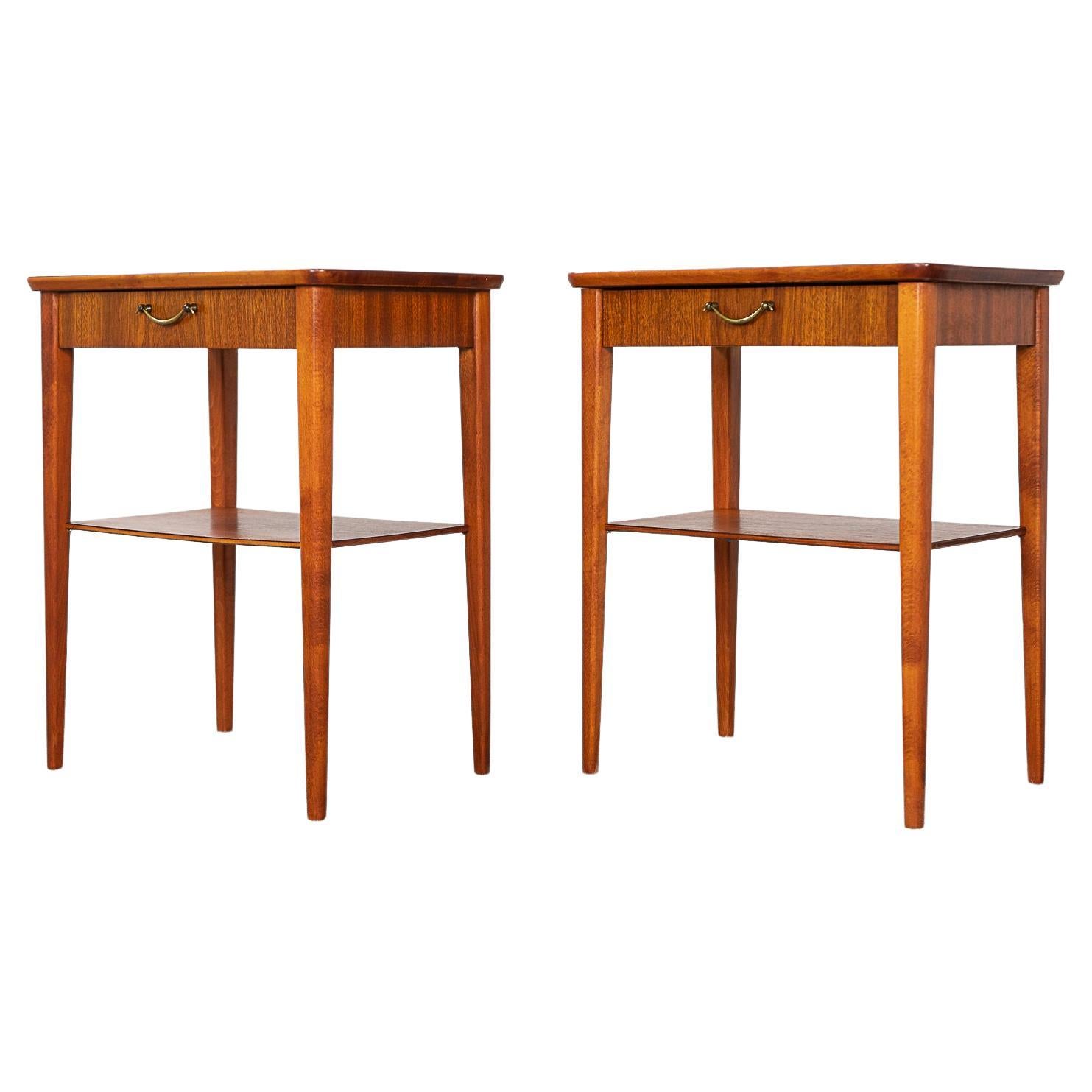 Danish MidCentury Modern Mahogany Bedside Table For Sale at 1stDibs