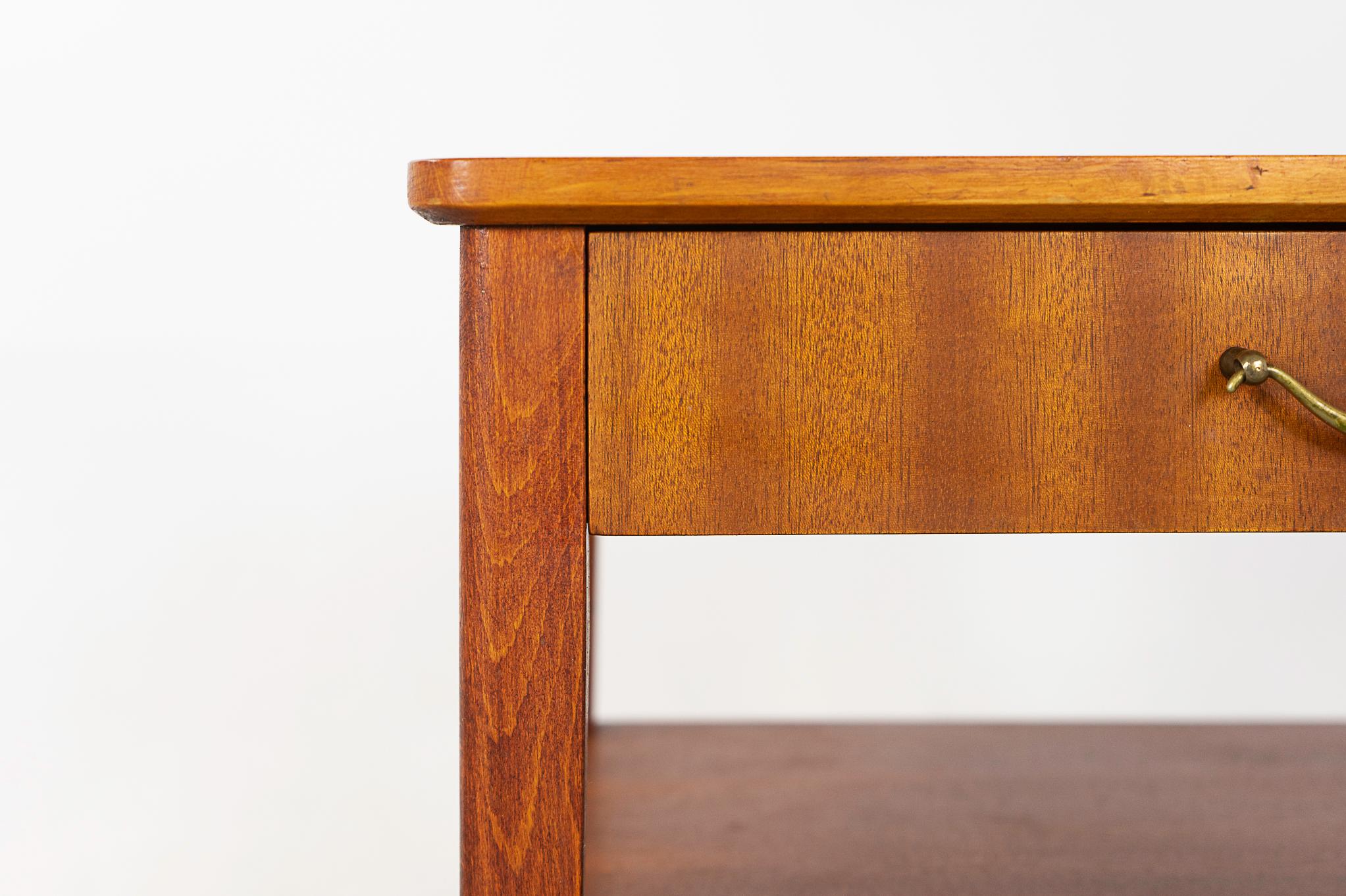 Veneer Danish Modern Mahogany Bedside Table For Sale