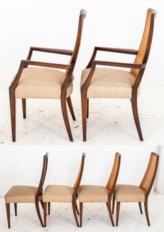 Danish Modern Mahogany Caned Dining Chairs, Set of 6