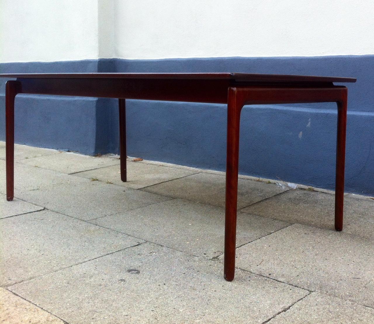 Mid-Century Modern Danish Modern Mahogany Coffee Table with Floating Tabletop by Ole Wanscher 1960s For Sale