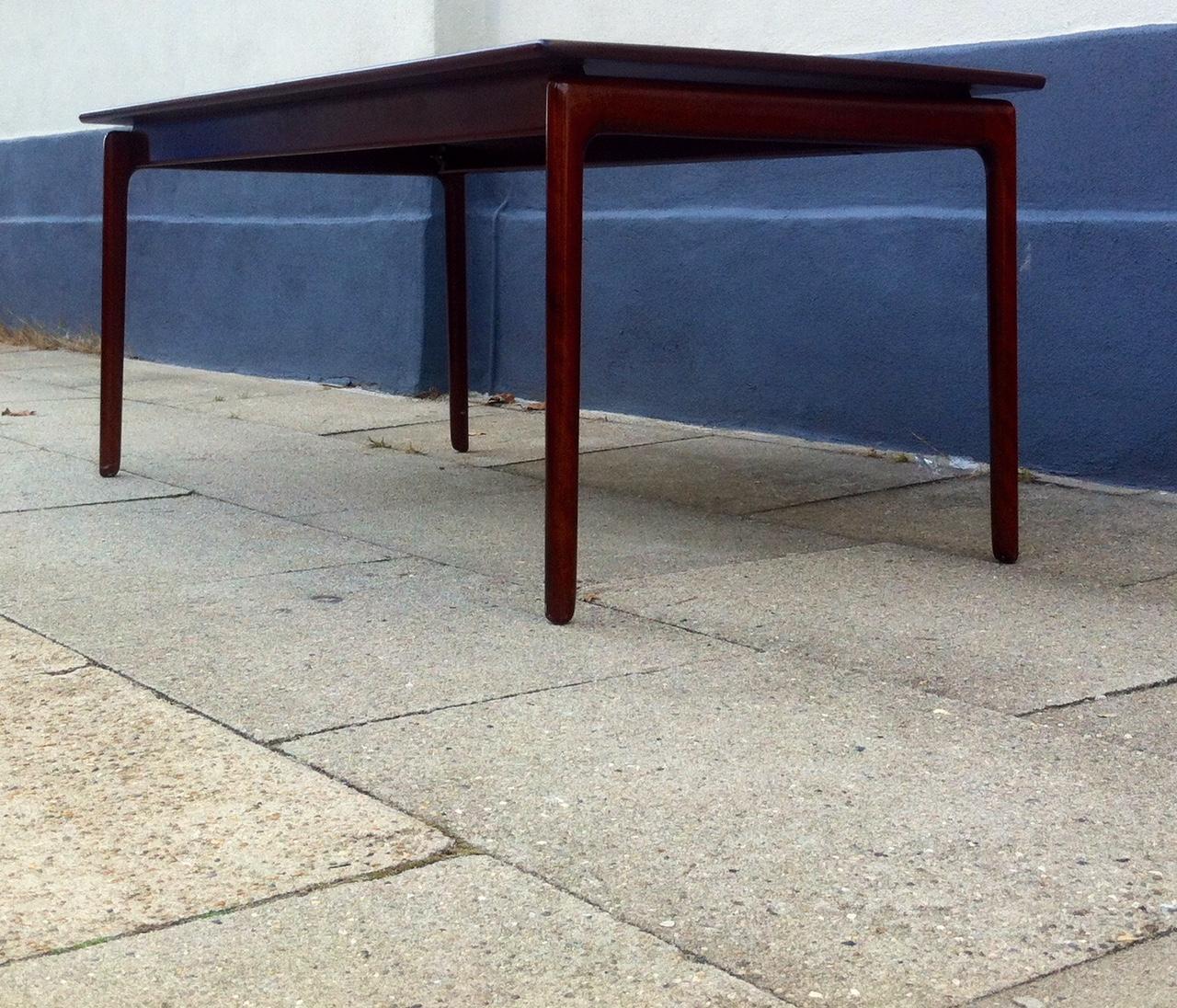 Lacquered Danish Modern Mahogany Coffee Table with Floating Tabletop by Ole Wanscher 1960s For Sale