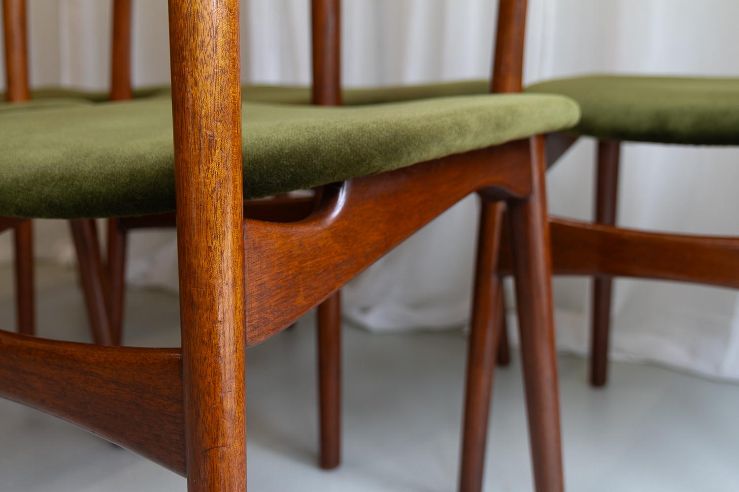 Sedie moderne danesi a corno di mucca in mogano, anni '40, set di 6 in vendita 13