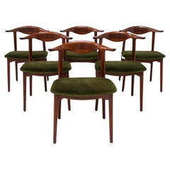 Danish Modern Mahogany Cowhorn Chairs 1940s, Set of 6