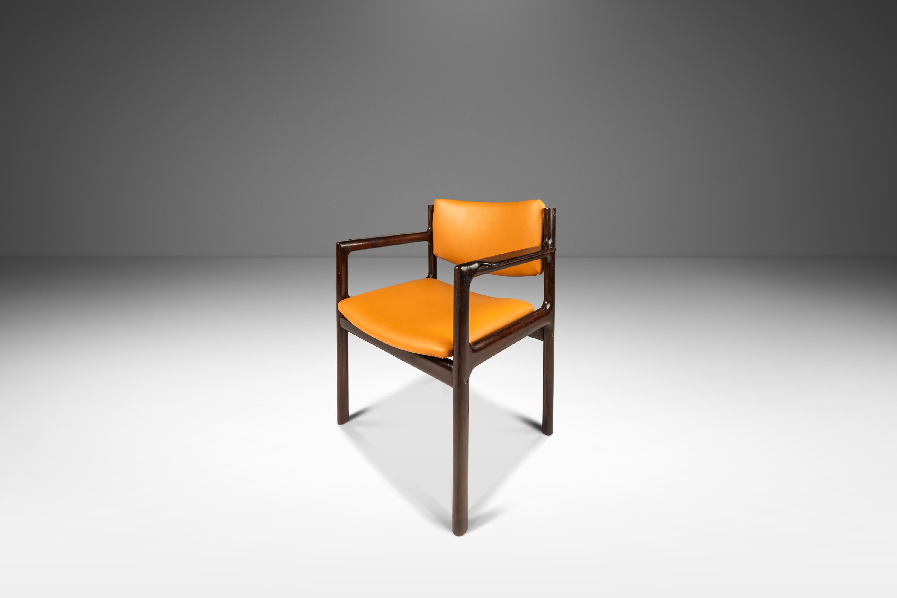 Danish Modern Mahogany & Leather Arm Chair, Danish Overseas Imports, c. 1960's For Sale 4