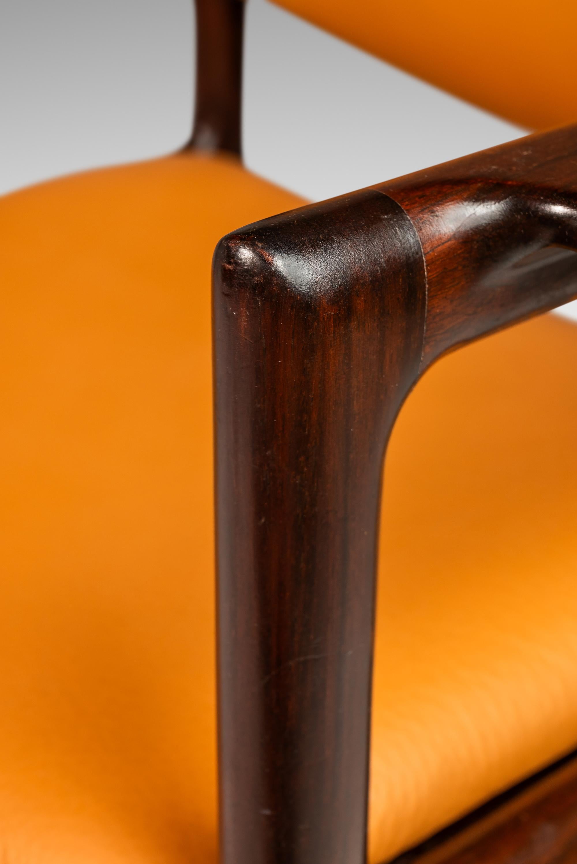 Danish Modern Mahogany & Leather Arm Chair, Danish Overseas Imports, c. 1960's For Sale 5
