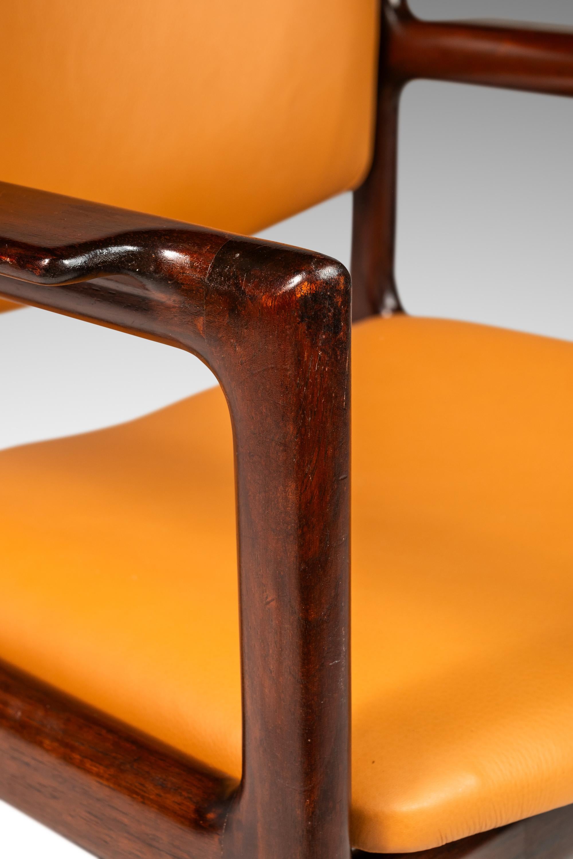 Danish Modern Mahogany & Leather Arm Chair, Danish Overseas Imports, c. 1960's For Sale 7