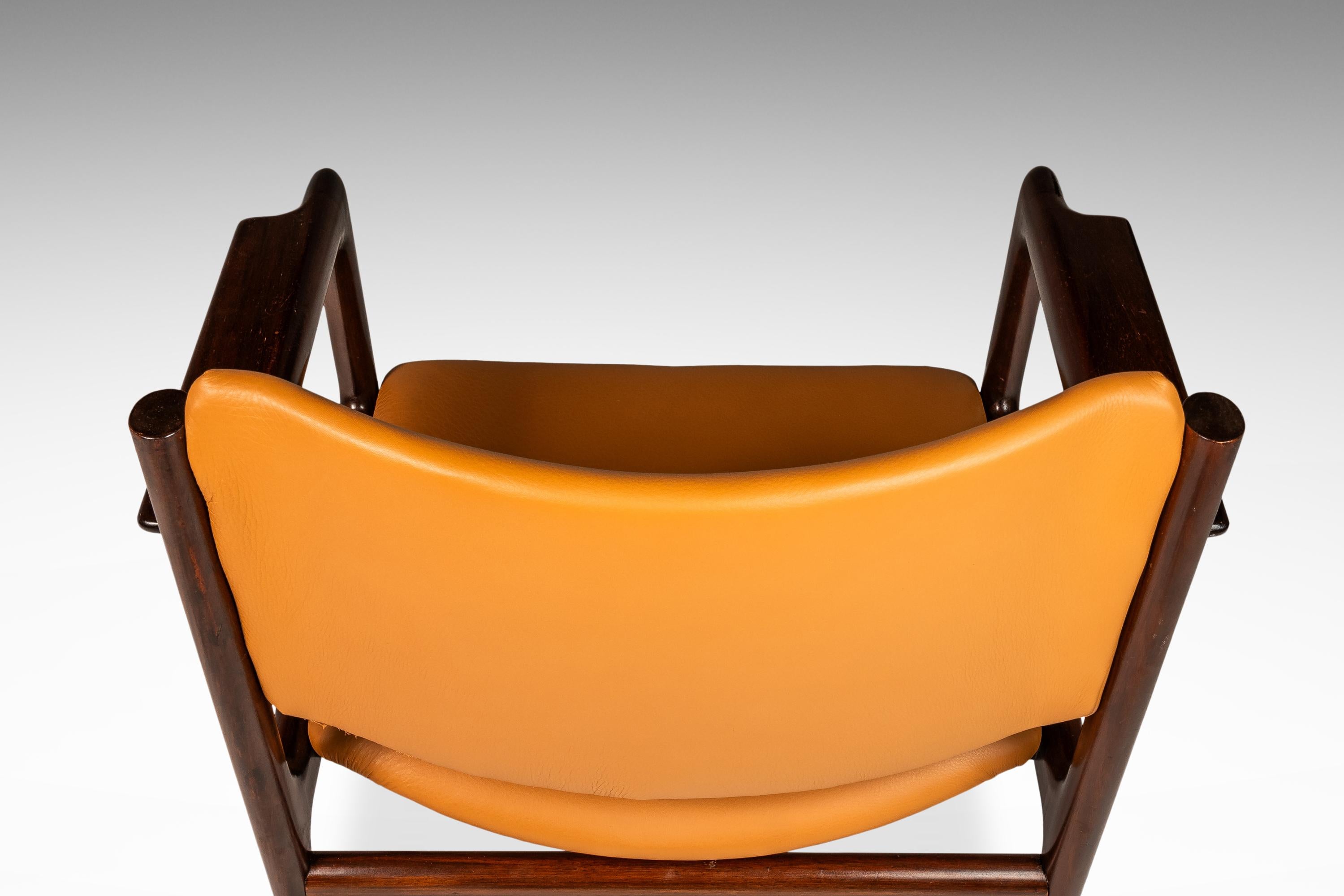 Danish Modern Mahogany & Leather Arm Chair, Danish Overseas Imports, c. 1960's For Sale 8