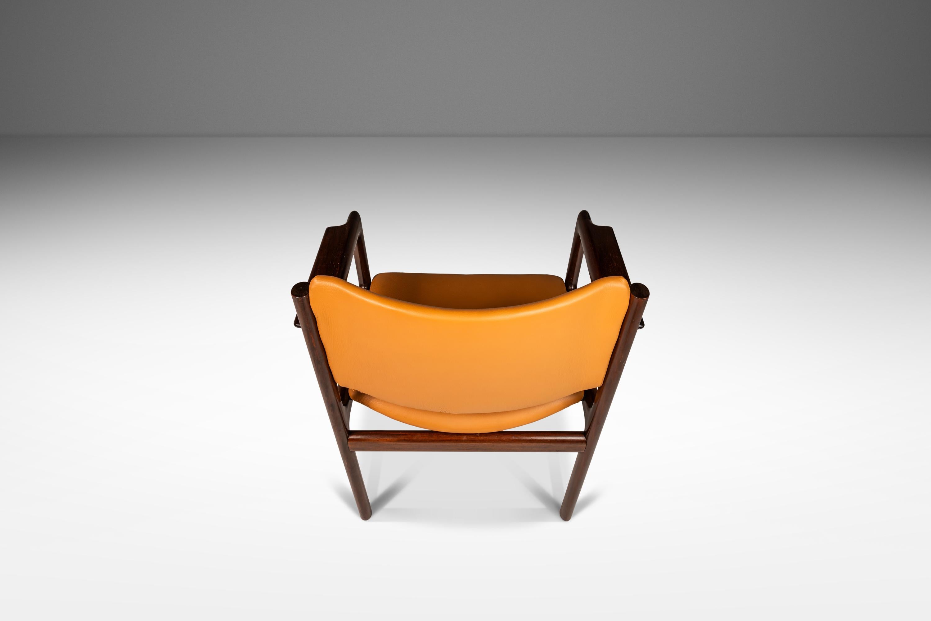 Philippine Danish Modern Mahogany & Leather Arm Chair, Danish Overseas Imports, c. 1960's For Sale