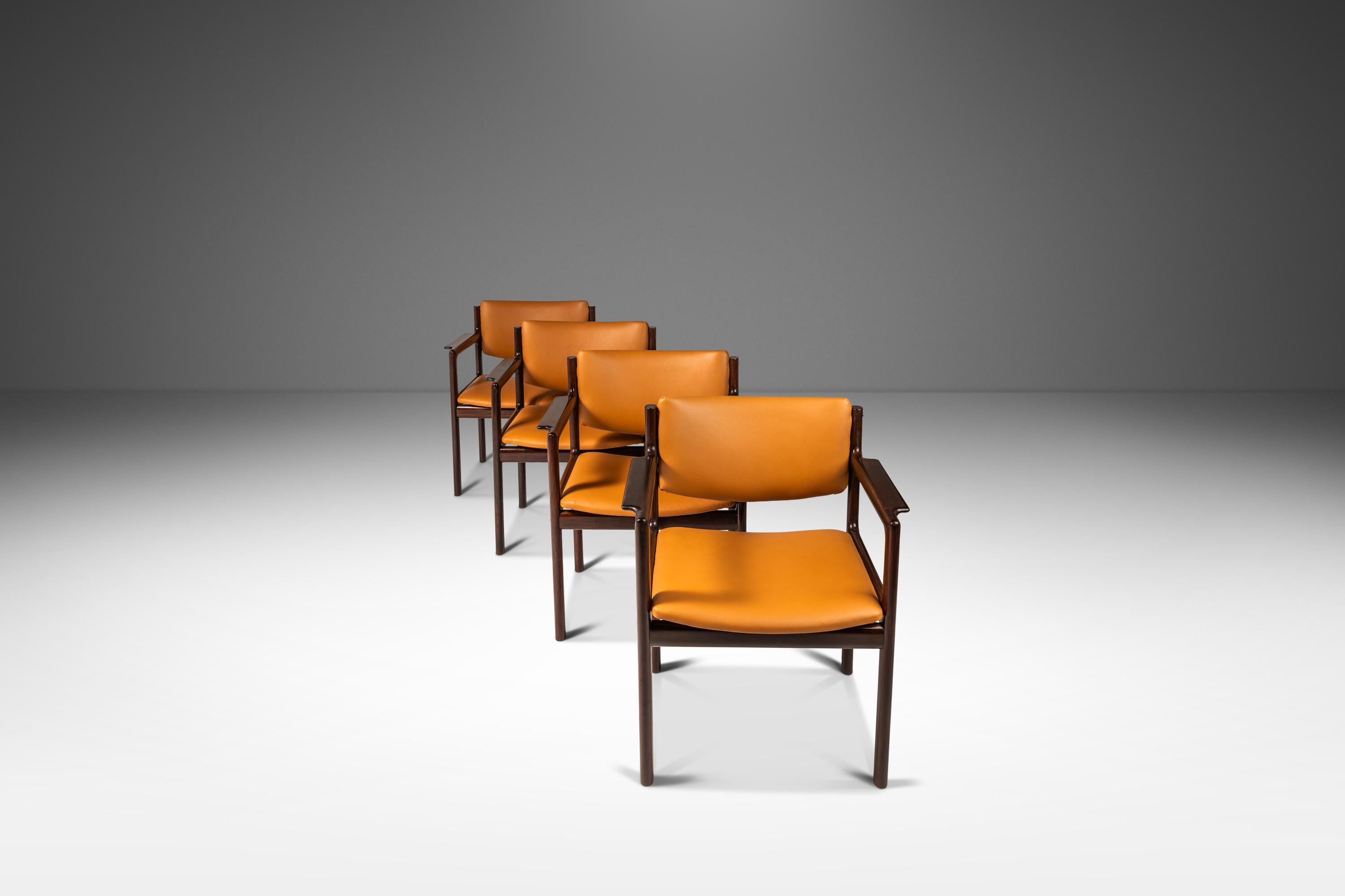 Danish Modern Mahogany & Leather Arm Chair, Danish Overseas Imports, c. 1960's For Sale 3
