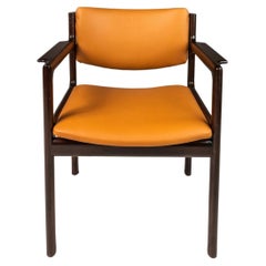 Danish Modern Mahogany & Leather Arm Chair, Danish Overseas Imports, c. 1960's