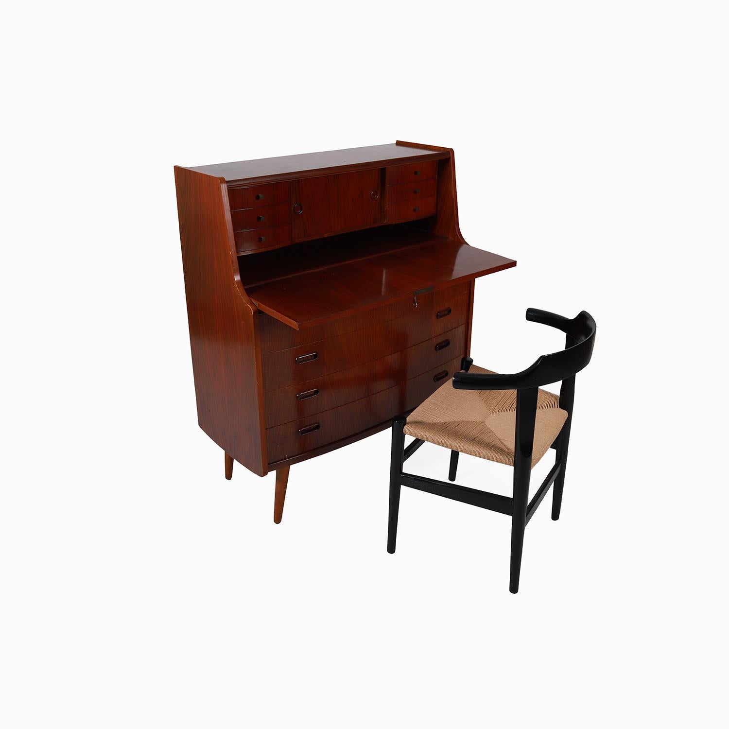 Danish Modern Mahogany Secretary Desk In Excellent Condition For Sale In Minneapolis, MN