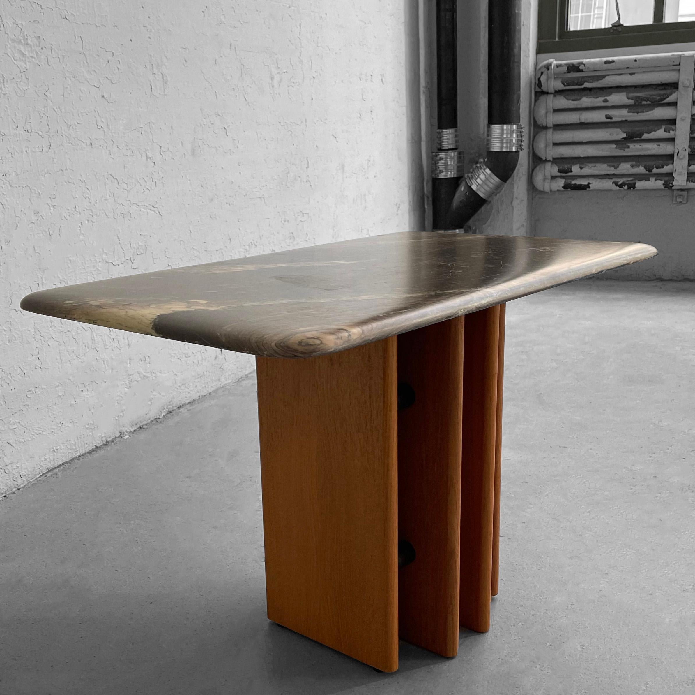 Danish Modern Marble and Teak Panel Side Table For Sale 2