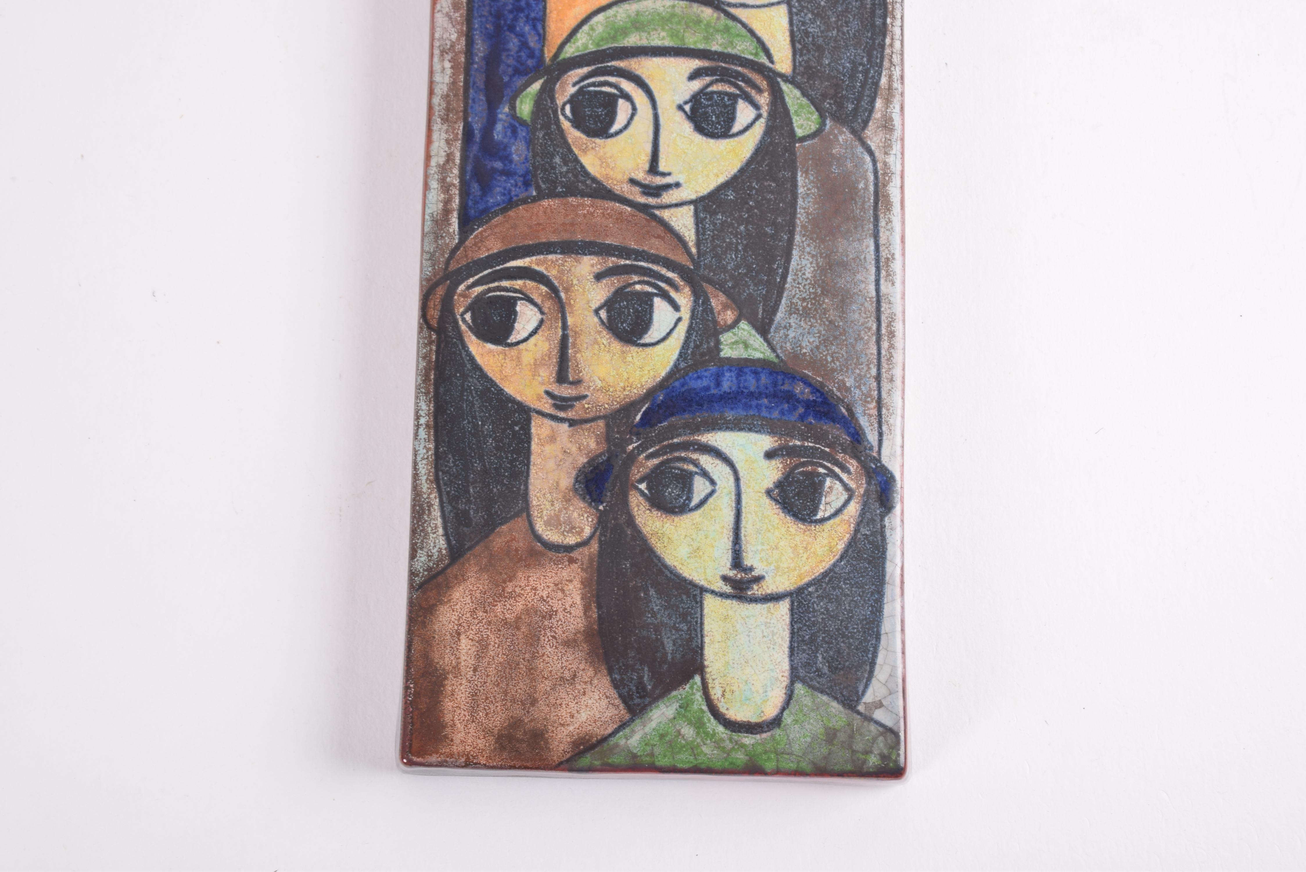 Ceramic Danish Modern Marianne Starck for Ma&S Large Wall Decor Women in a Row, 1960s For Sale