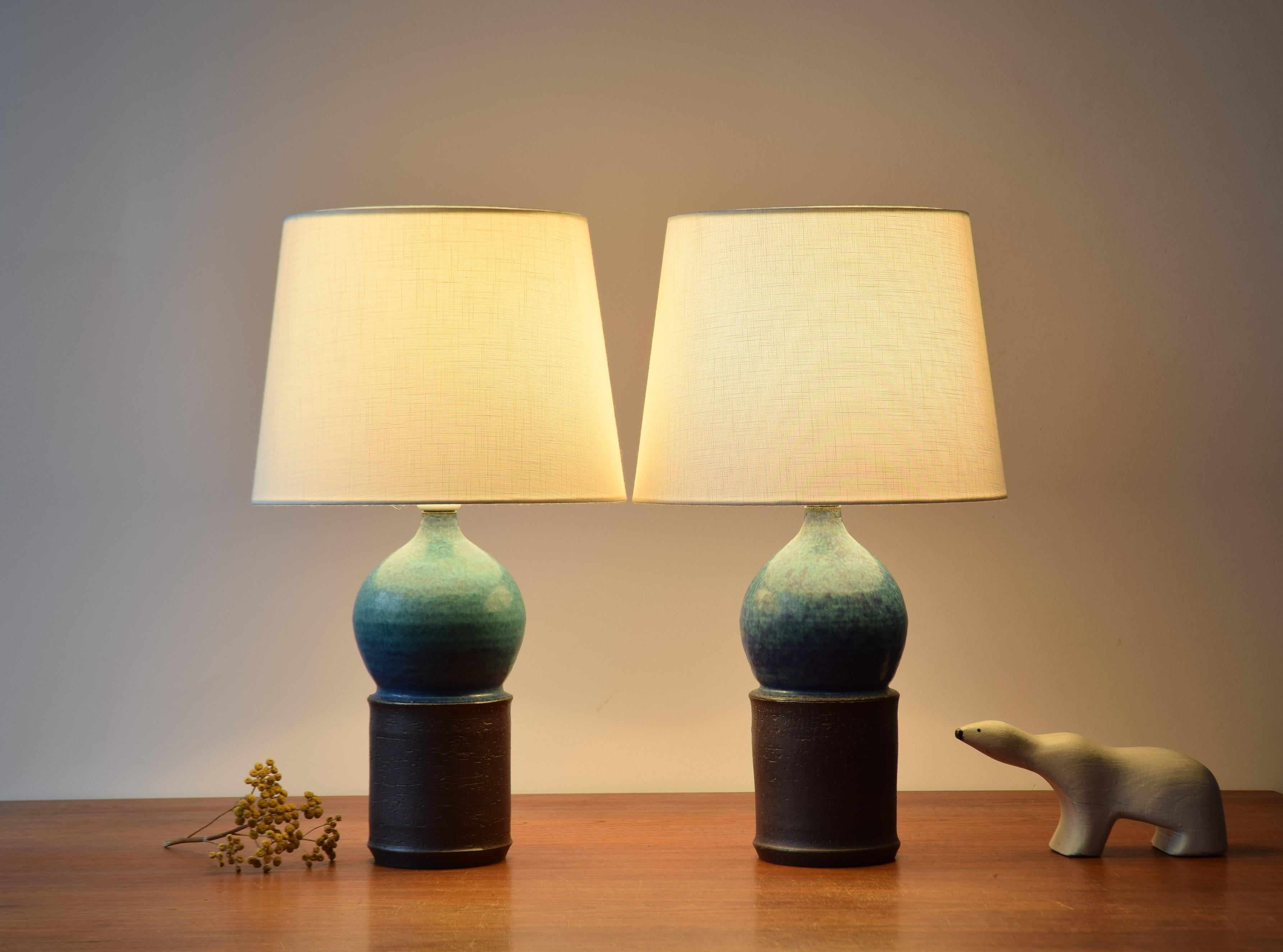 turquoise and brown lamps