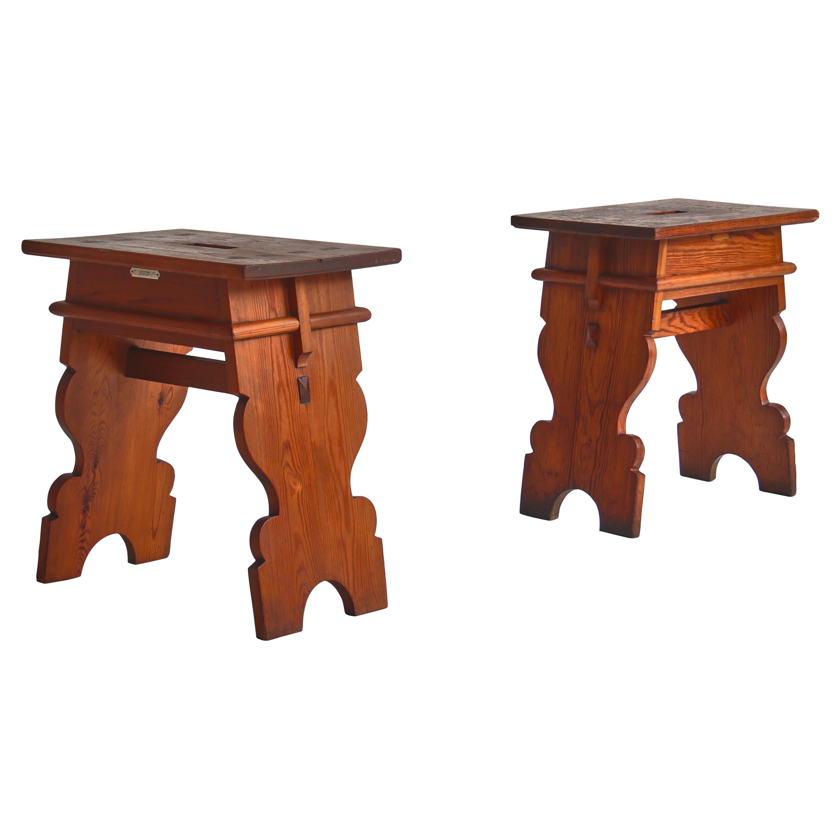 Danish Modern Martin Nyrop Stools Rud Rasmussen for Copenhagen Town Hall, 1905