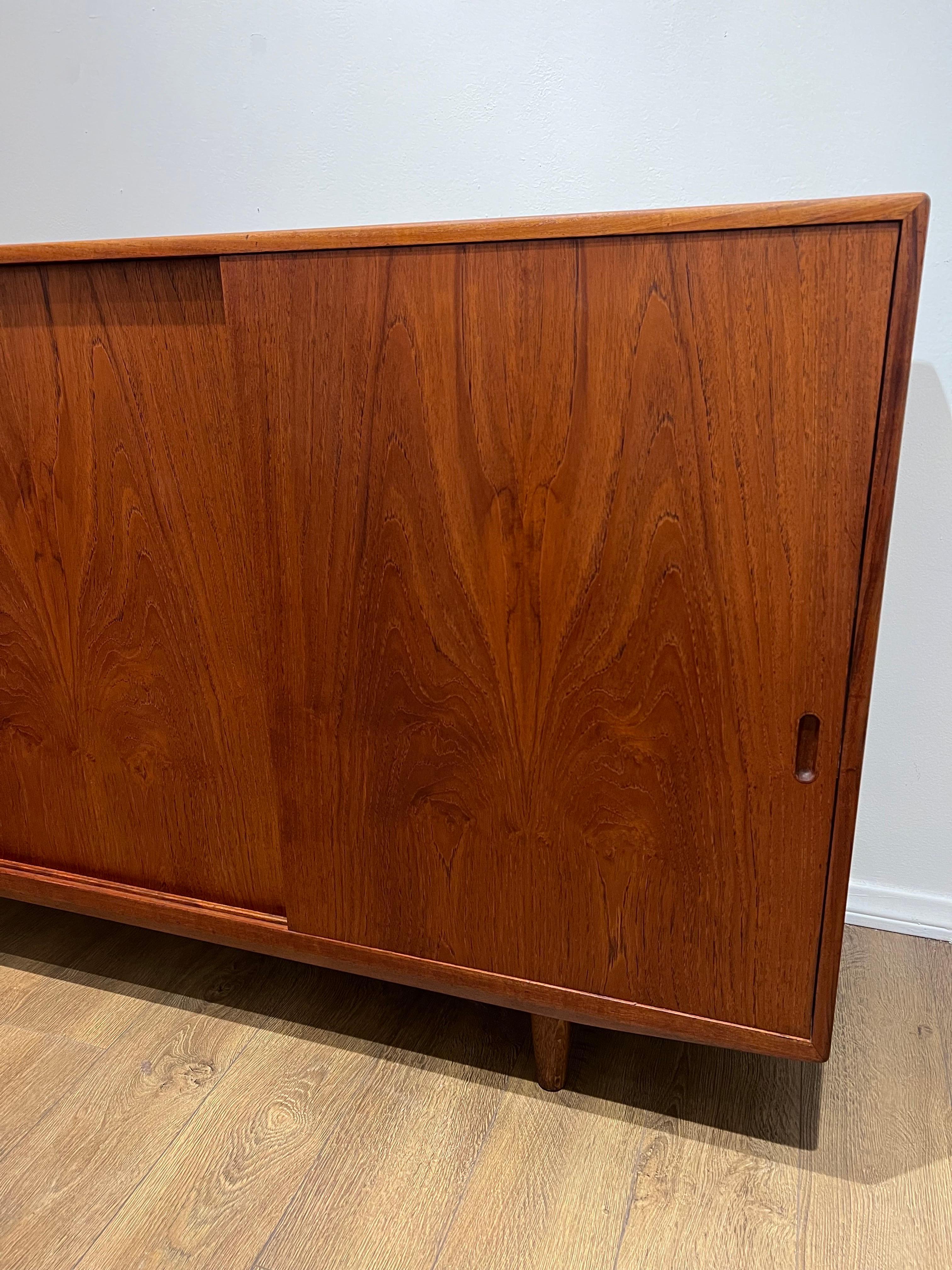 Danish Modern Massive Large Teak Credenza  In Excellent Condition For Sale In San Diego, CA