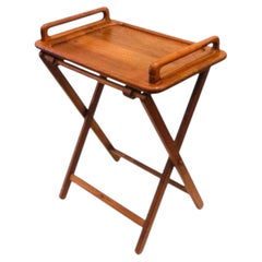 Danish Modern MCM Solid Teak Folding TV Tray / Table