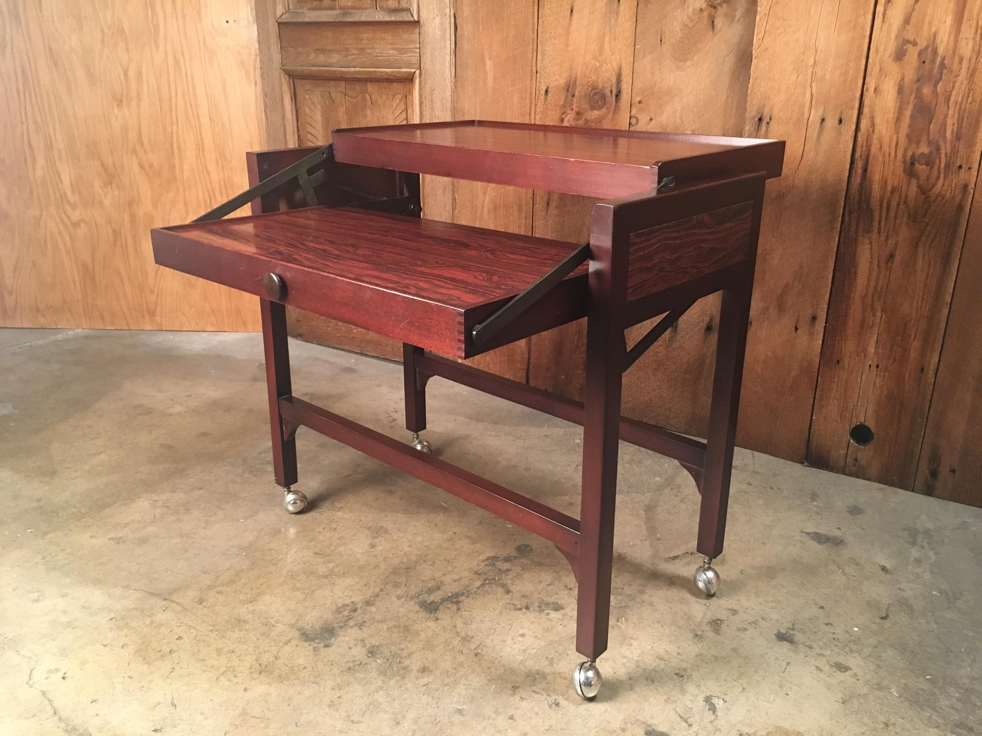 Danish Modern Mechanical Bar Cart 1