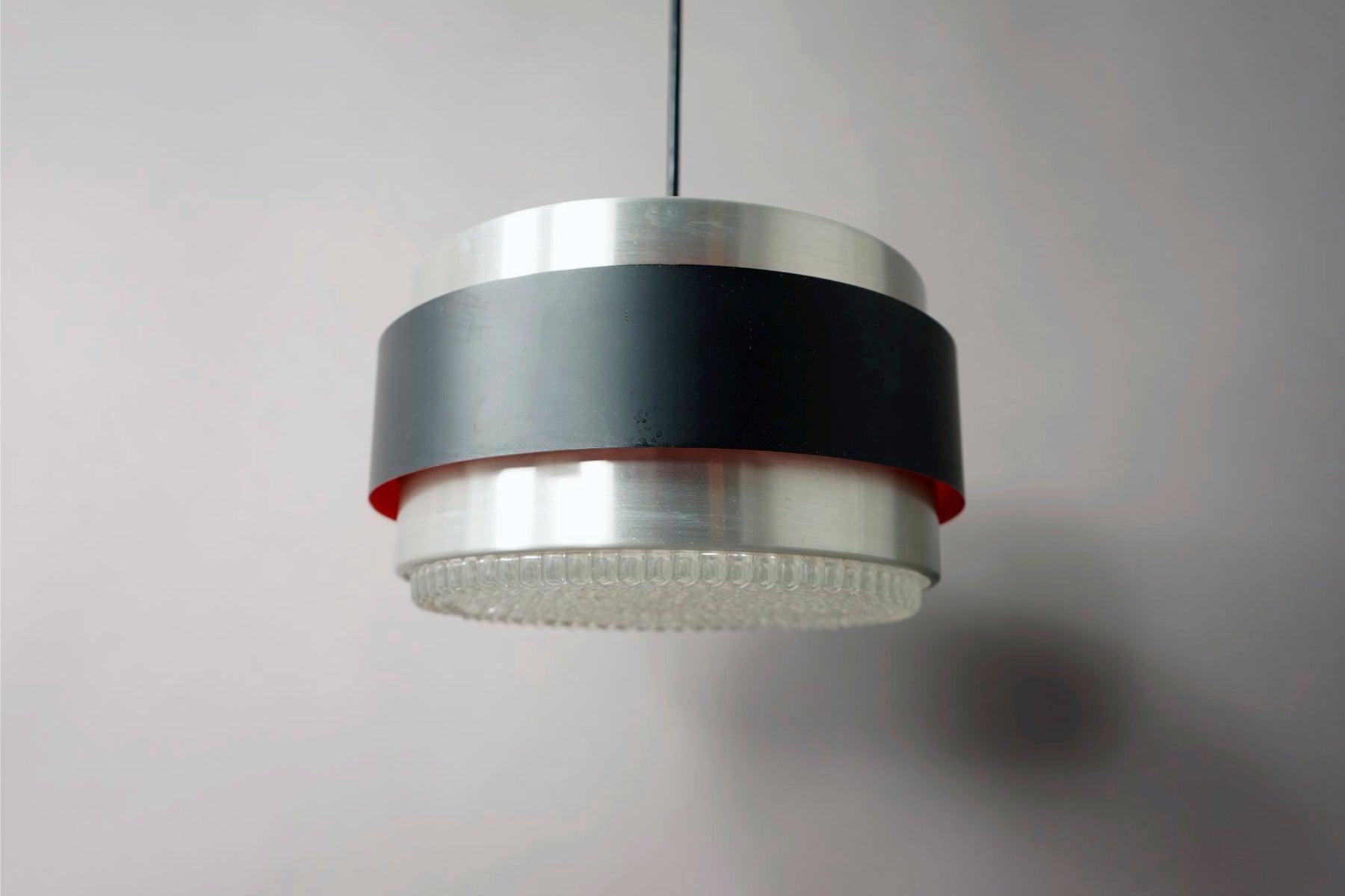 Mid-20th Century Danish Modern Metal Glass Pendant Light by Jo Hammerborg, Saturn Model