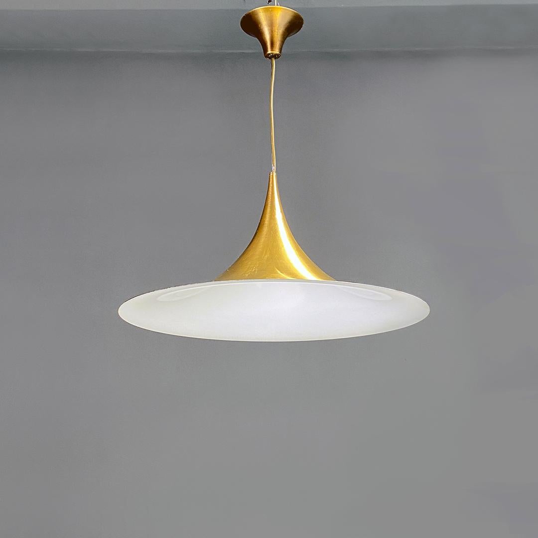 Danish Modern Metal Semi Chandelier by Bonderup & Thorup for Fog & Morup, 1970s In Good Condition For Sale In MIlano, IT