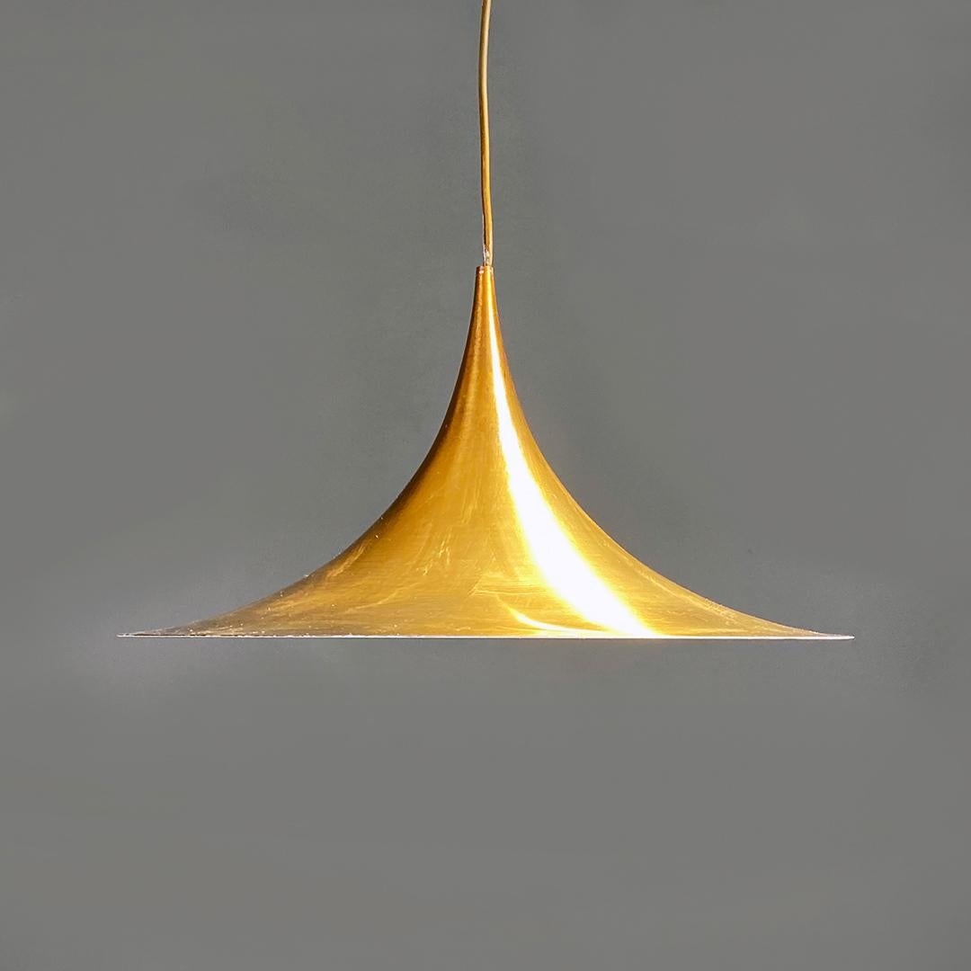 Late 20th Century Danish Modern Metal Semi Chandelier by Bonderup & Thorup for Fog & Morup, 1970s For Sale